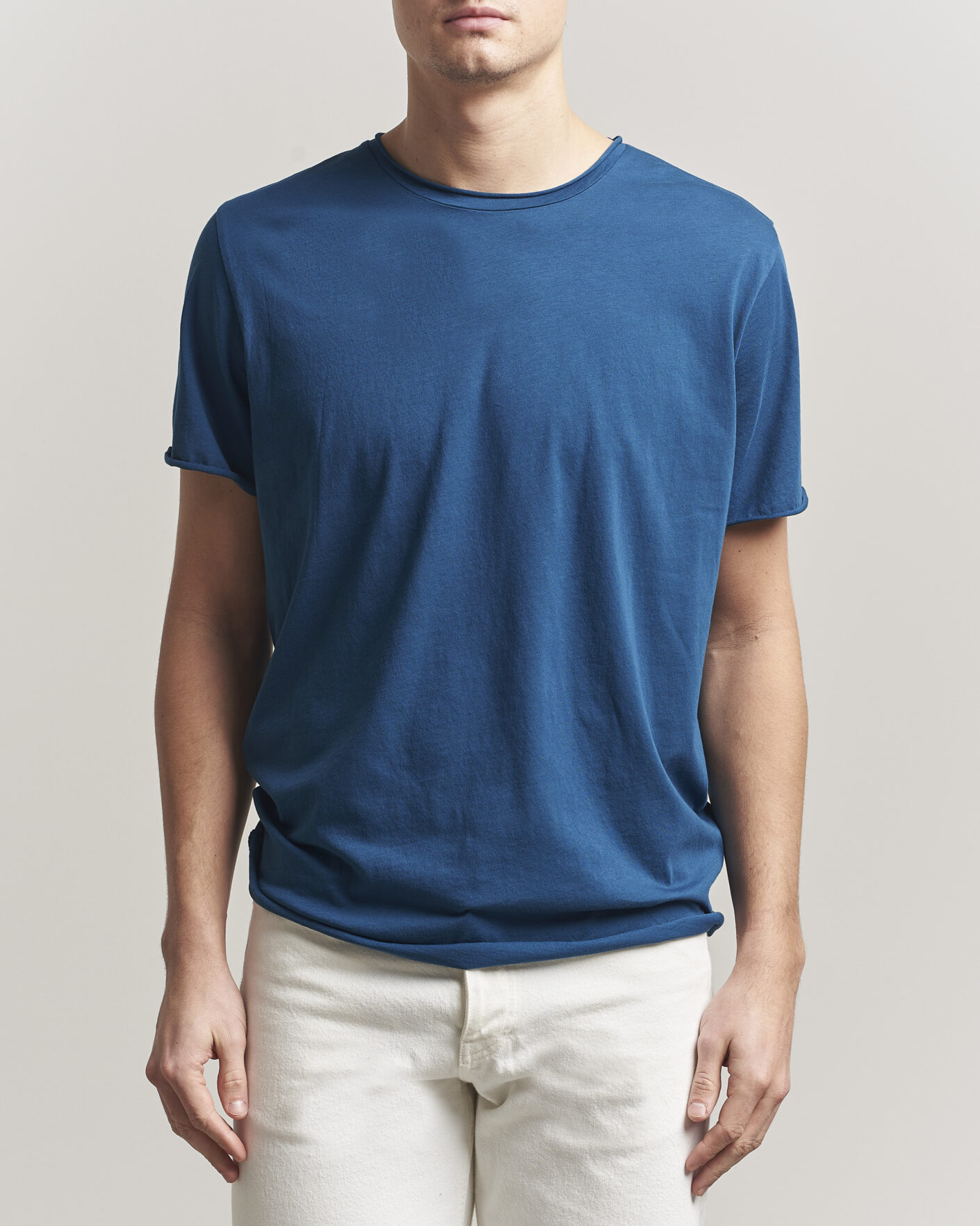 Hombres | Camisetas | Filippa K | Roll Neck Crew Neck T-Shirt Night Teal
