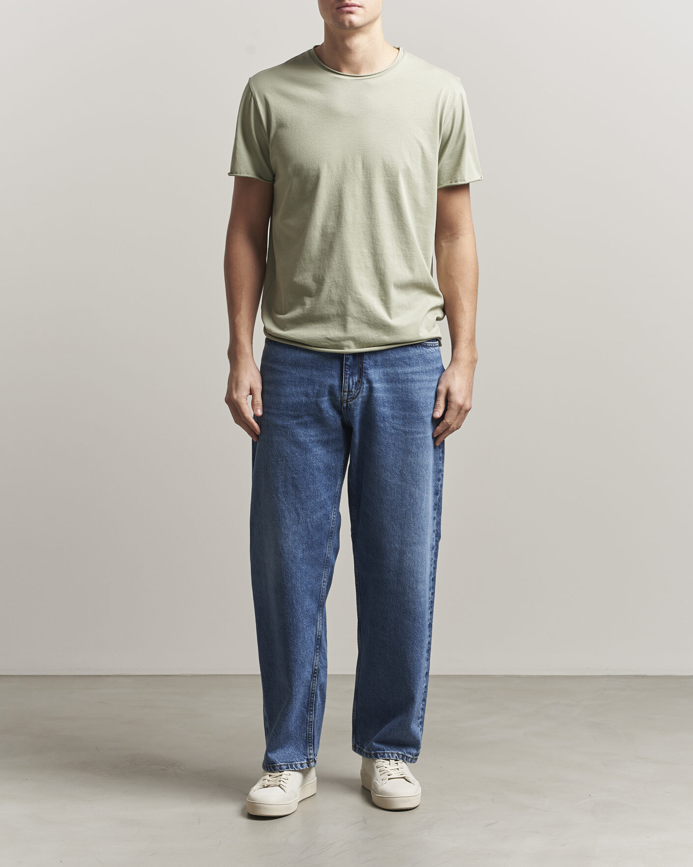 Hombres | Camisetas | Filippa K | Roll Neck Crew Neck T-Shirt Light Green