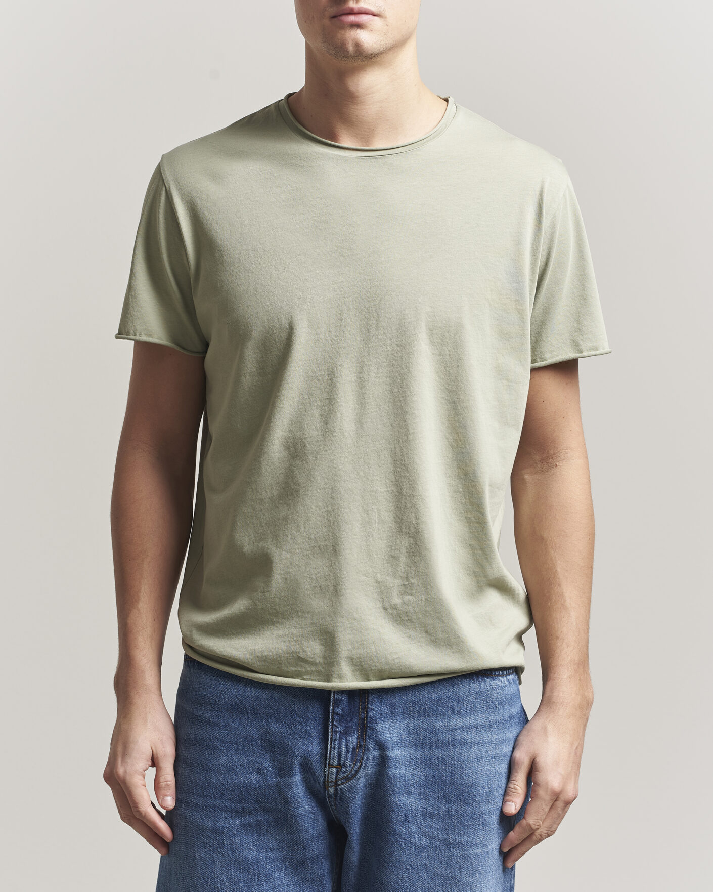 Hombres | Camisetas | Filippa K | Roll Neck Crew Neck T-Shirt Light Green