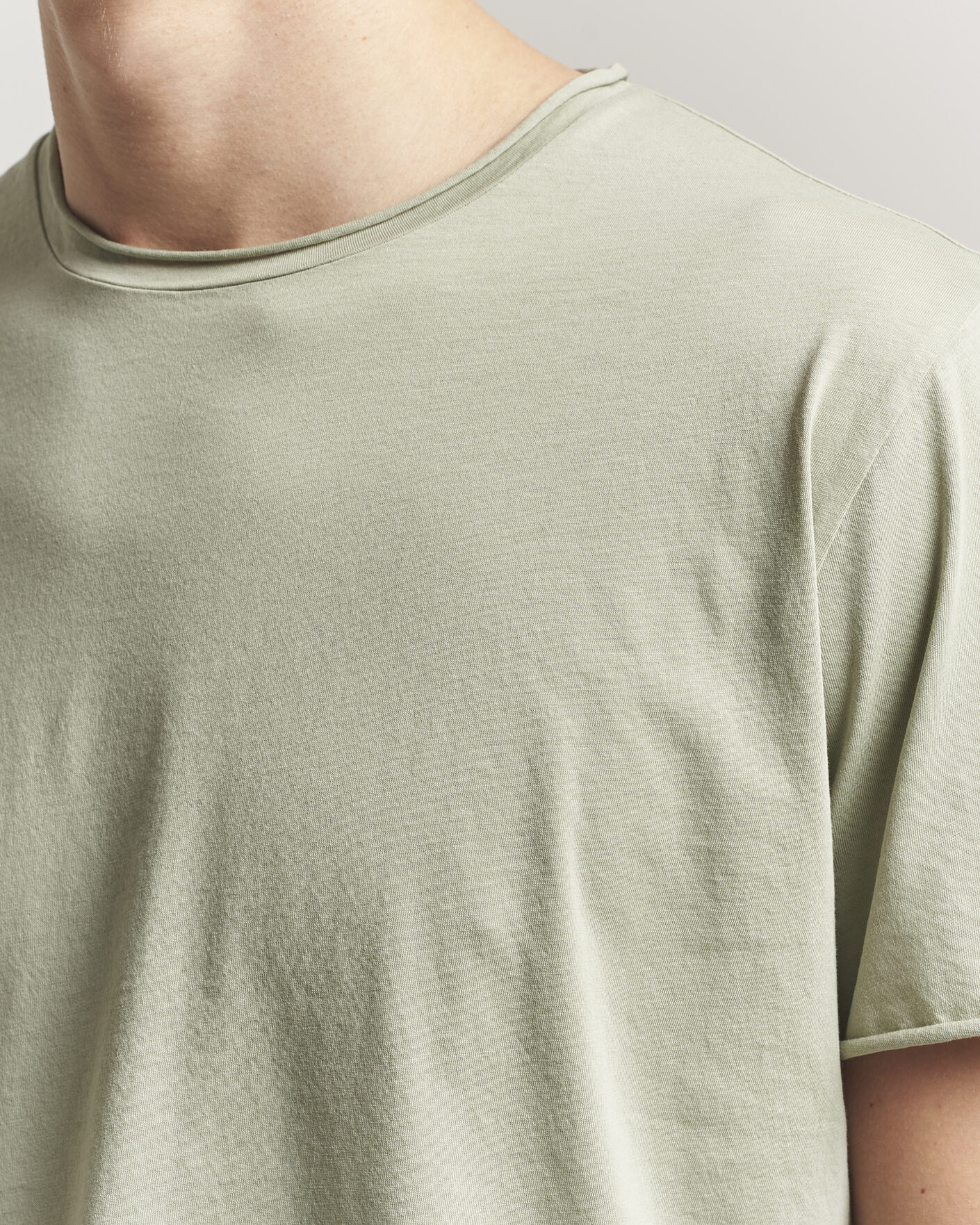 Hombres | Camisetas | Filippa K | Roll Neck Crew Neck T-Shirt Light Green