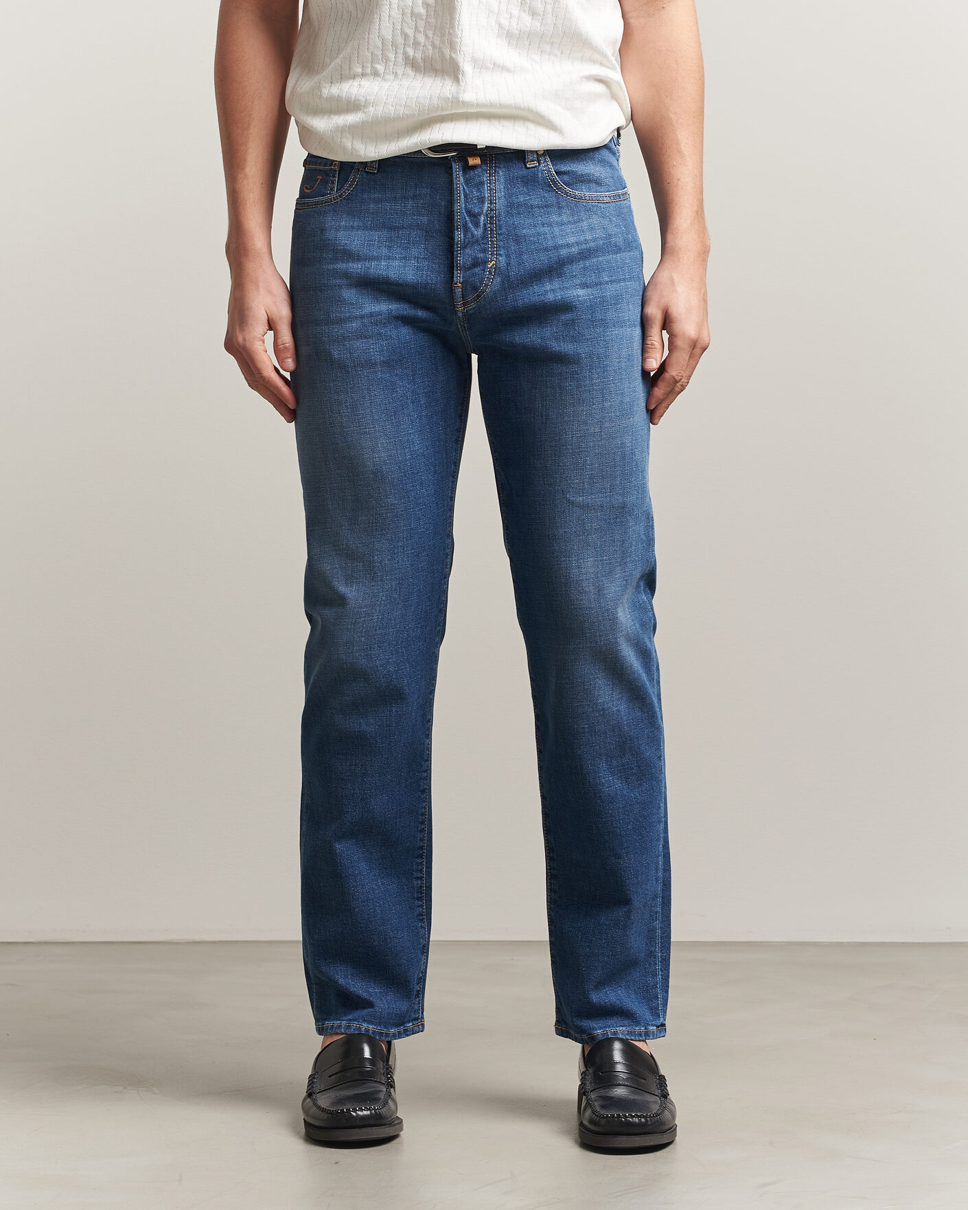 Hombres | Pantalones | Jacob Cohën | Edos Regular Straight Fit Stretch Jeans Mid Blue