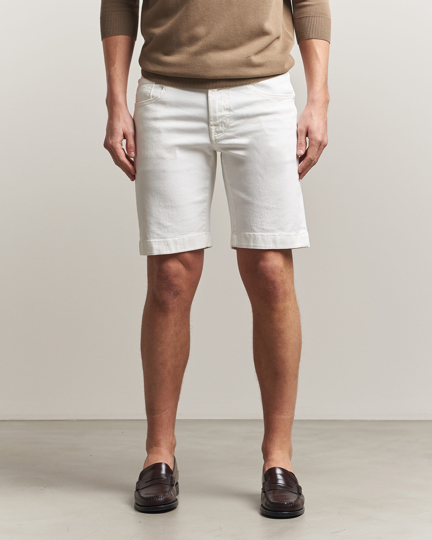 Hombres | Pantalones cortos | Jacob Cohën | Nicolas Bull Stretch Denim Shorts White