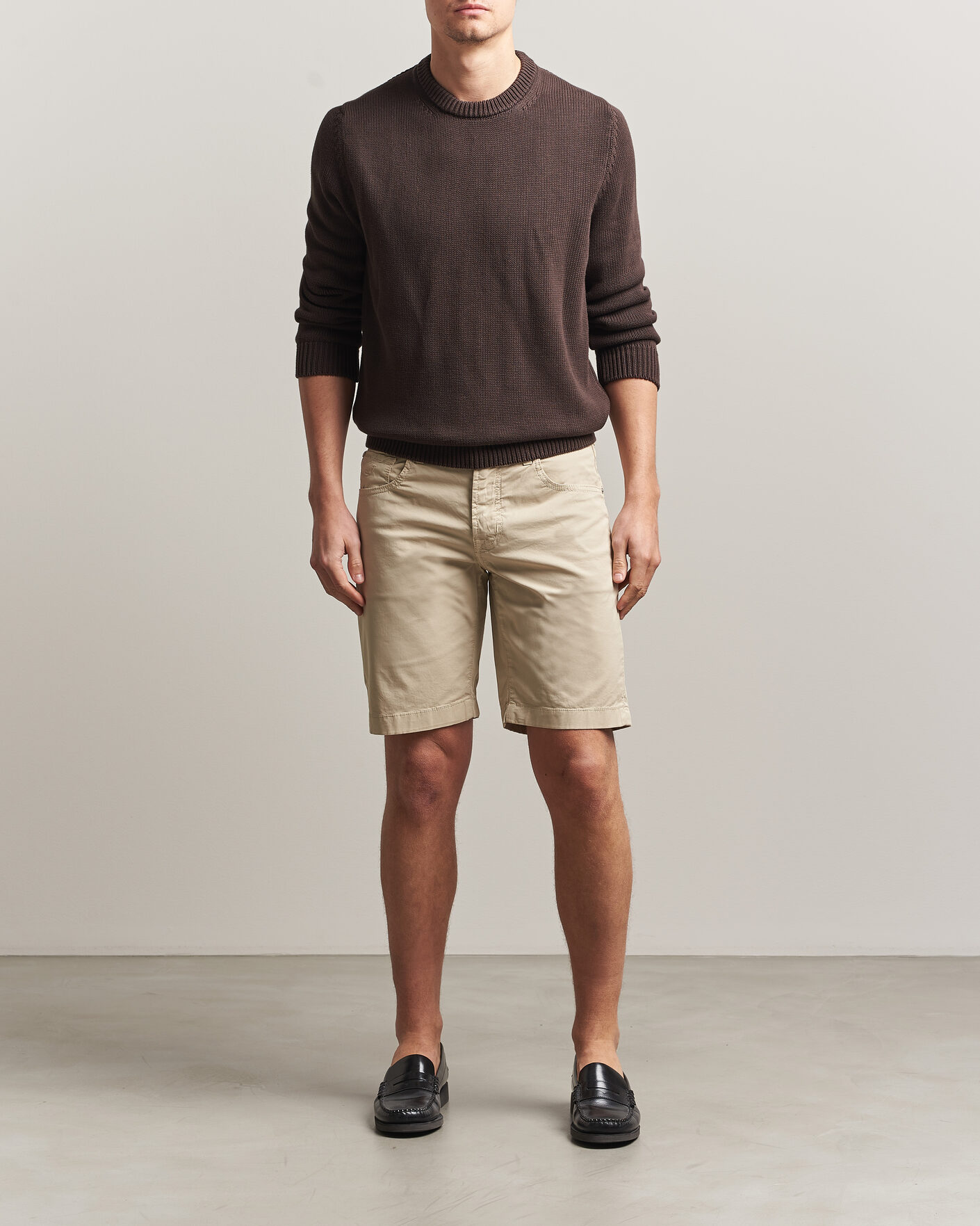 Hombres | Pantalones cortos | Jacob Cohën | Nicolas Cotton Gabardine Shorts Beige