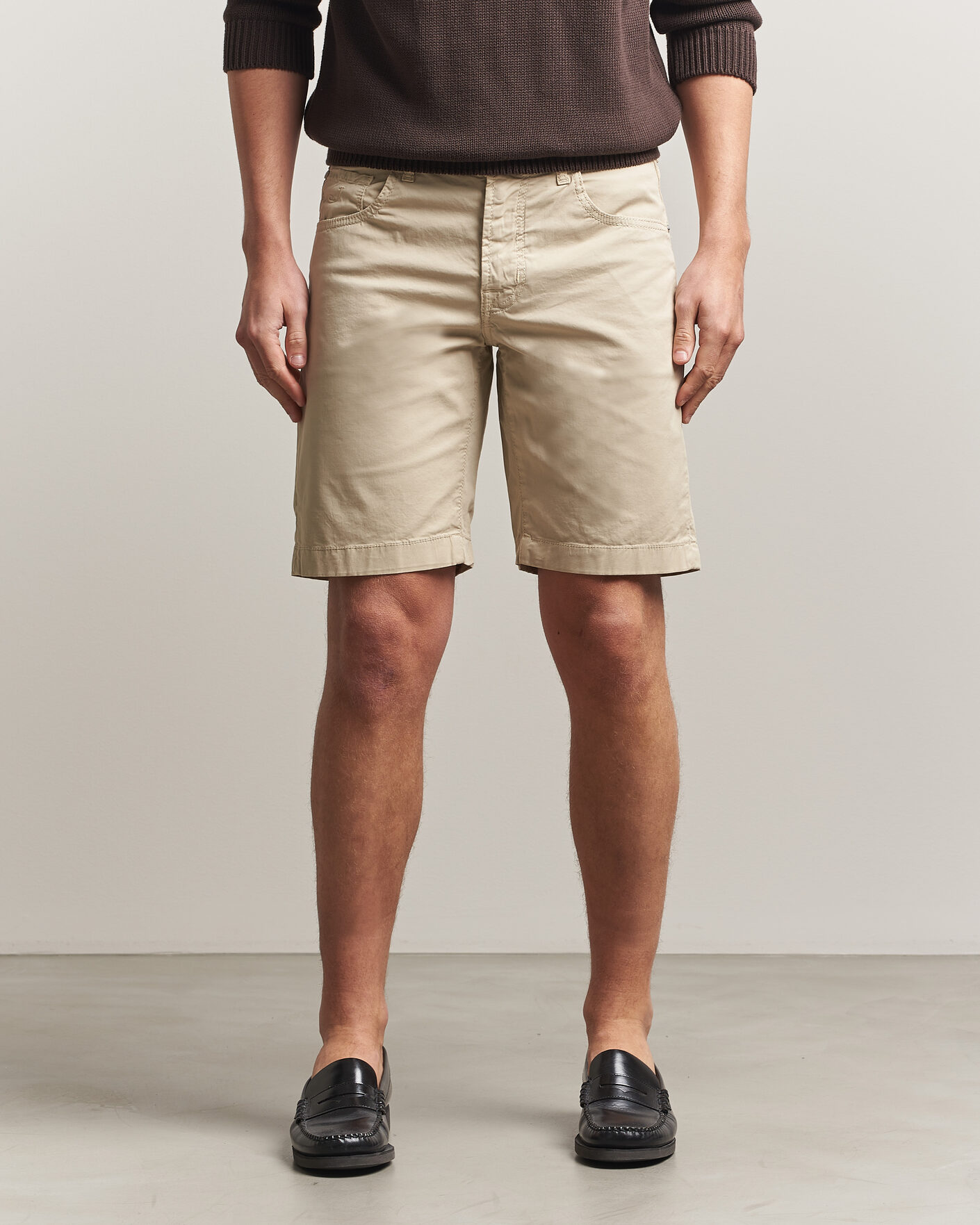 Hombres | Pantalones cortos | Jacob Cohën | Nicolas Cotton Gabardine Shorts Beige
