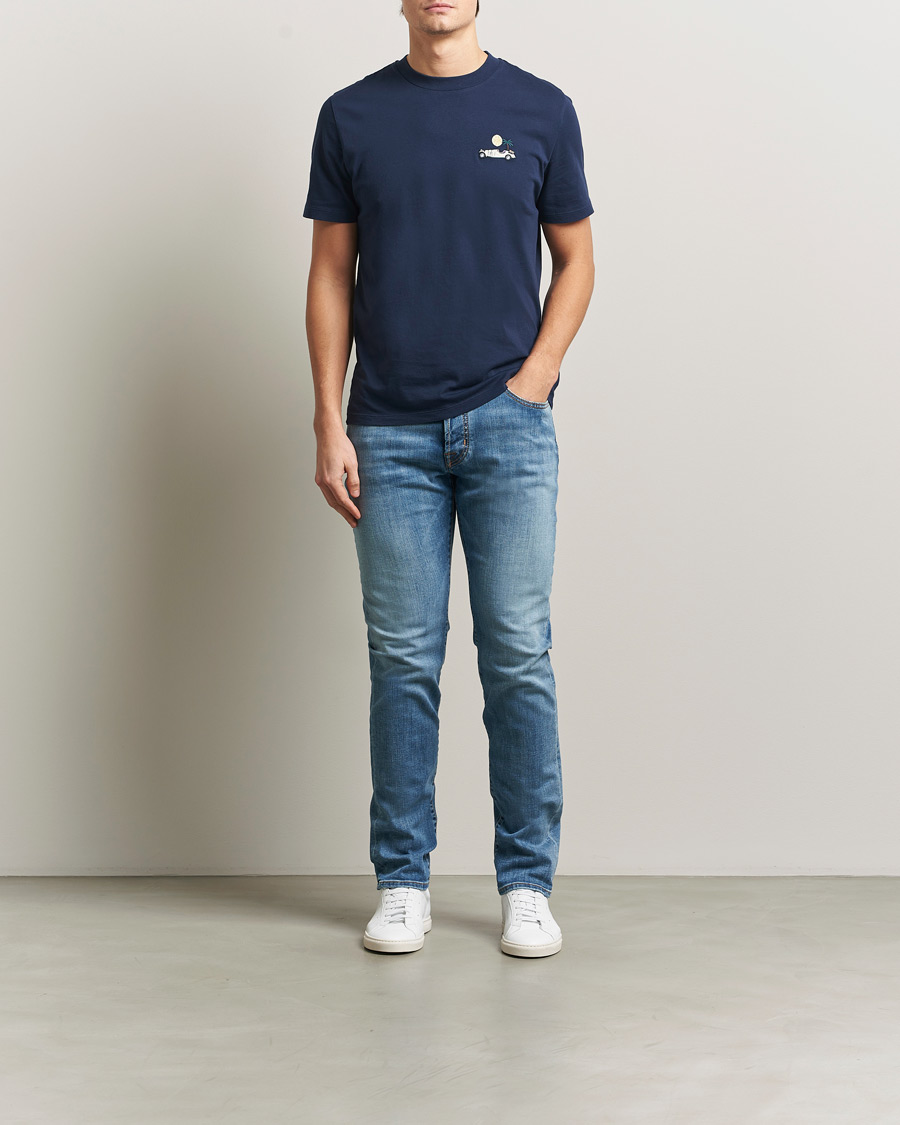 Hombres | Camisetas | Jacob Cohën | Cotton Logo T-Shirt Navy