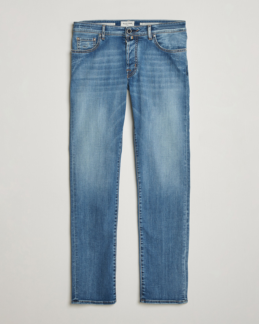 Hombres | Pantalones | Jacob Cohën | Bard Slim Fit Stretch Porsche Patch Jeans Mid Blue