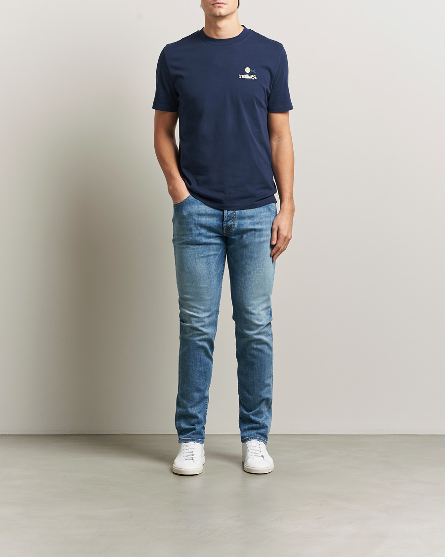 Hombres | Pantalones | Jacob Cohën | Bard Slim Fit Stretch Porsche Patch Jeans Mid Blue