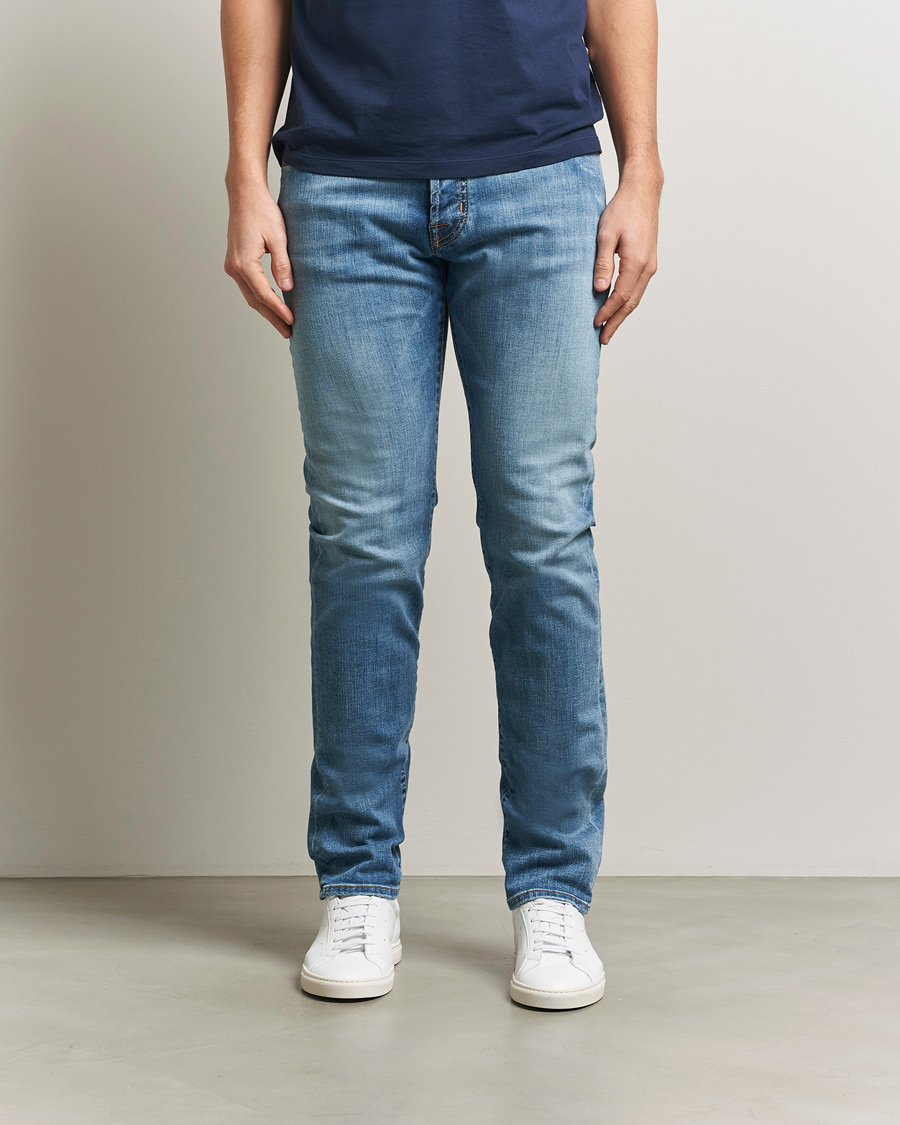 Hombres | Pantalones | Jacob Cohën | Bard Slim Fit Stretch Porsche Patch Jeans Mid Blue
