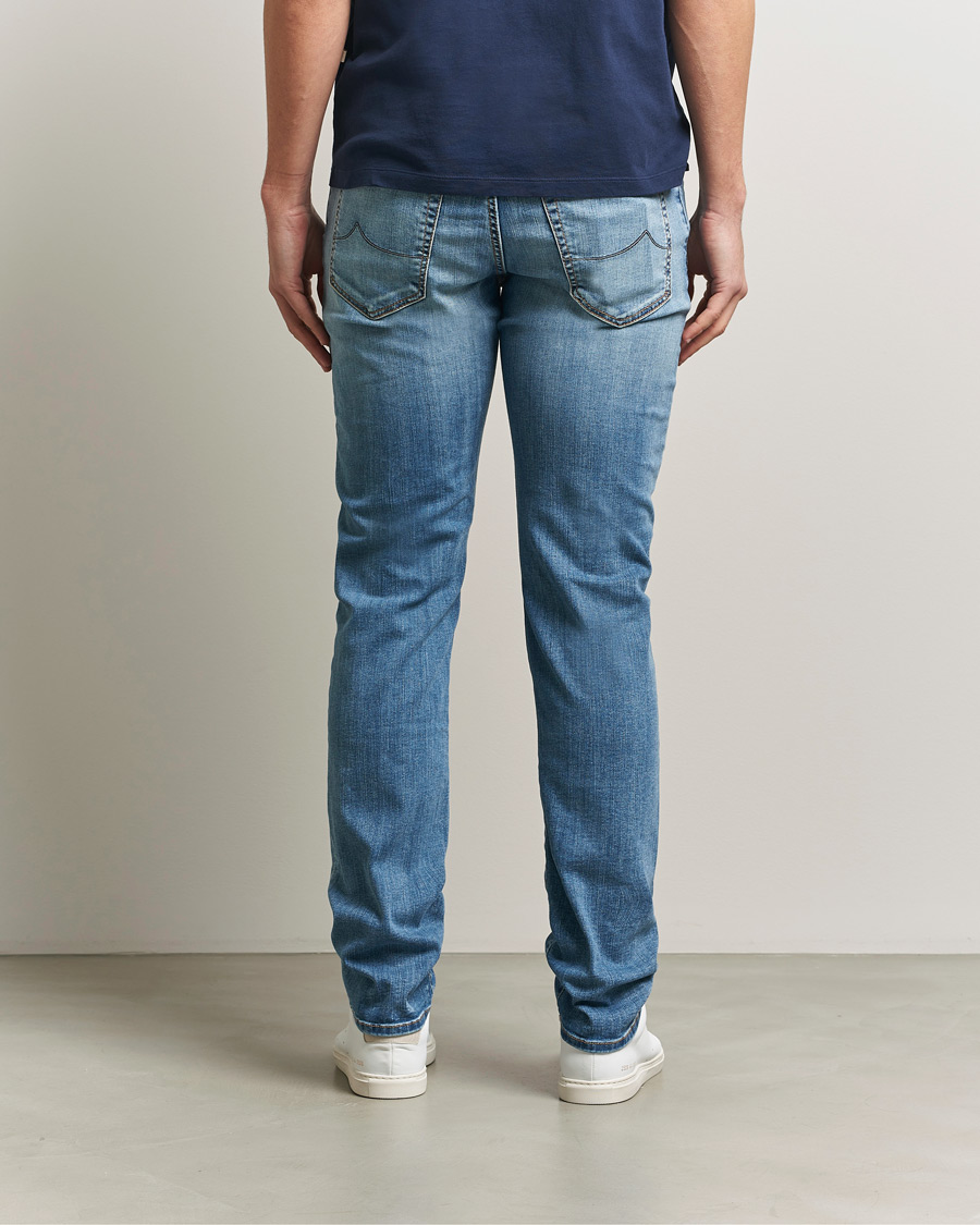 Hombres | Pantalones | Jacob Cohën | Bard Slim Fit Stretch Porsche Patch Jeans Mid Blue