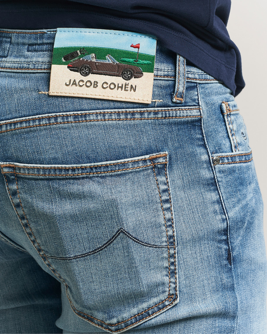 Hombres | Pantalones | Jacob Cohën | Bard Slim Fit Stretch Porsche Patch Jeans Mid Blue