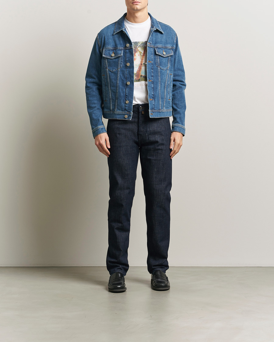 Hombres | Abrigos y chaquetas | Jacob Cohën | Denim Trucker Jacket Mid Blue