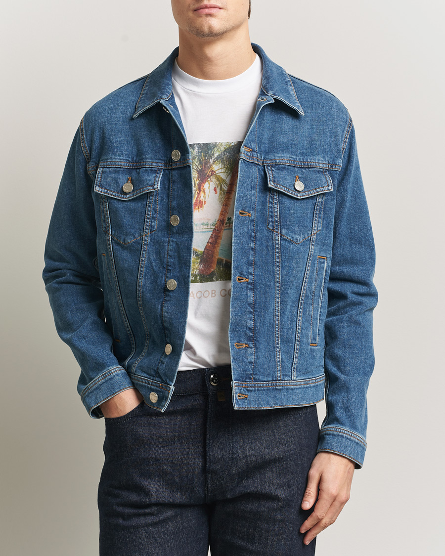 Hombres | Abrigos y chaquetas | Jacob Cohën | Denim Trucker Jacket Mid Blue