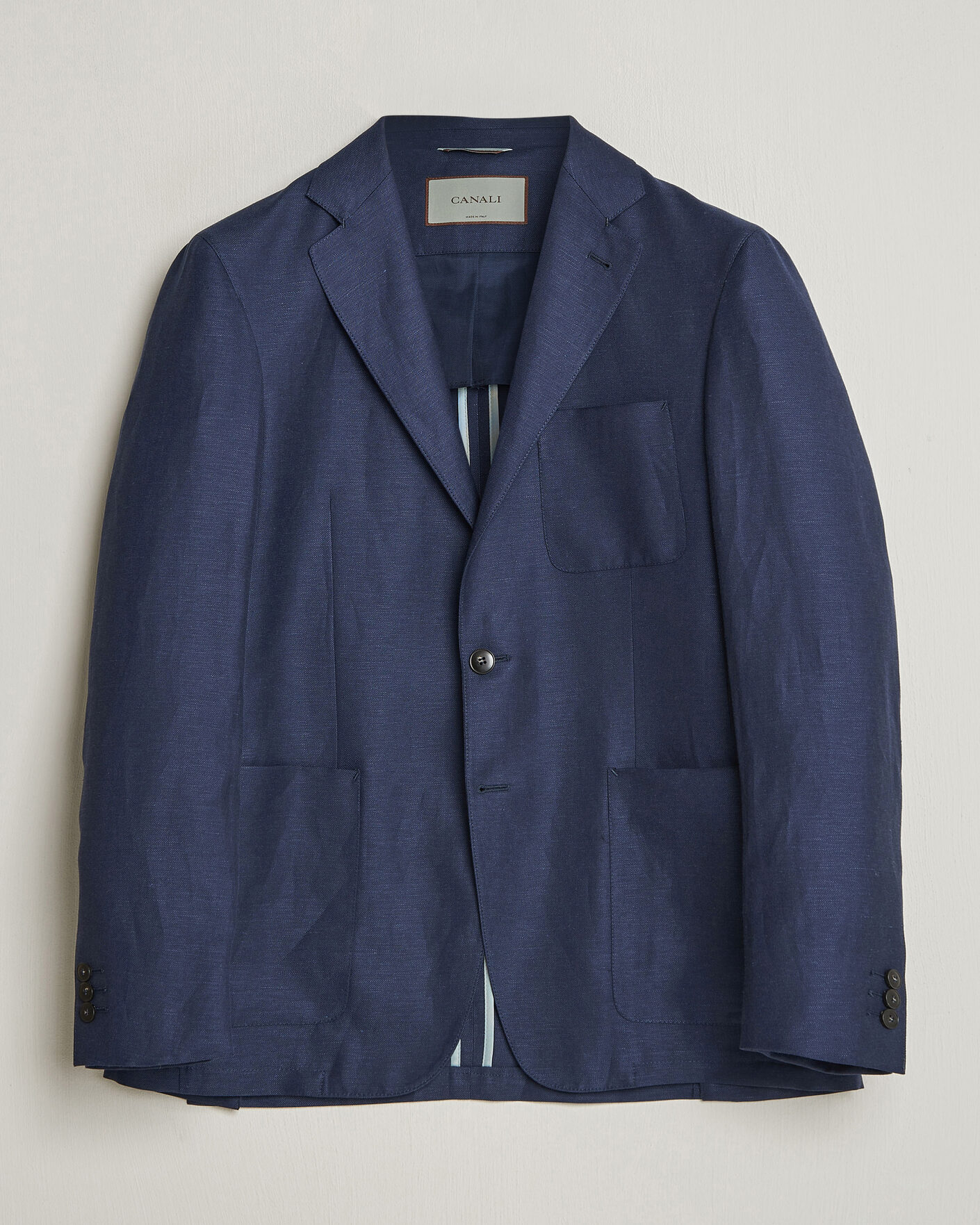 Hombres | Blazers | Canali | Unconstructed Wool/Linen Blazer Dark Blue