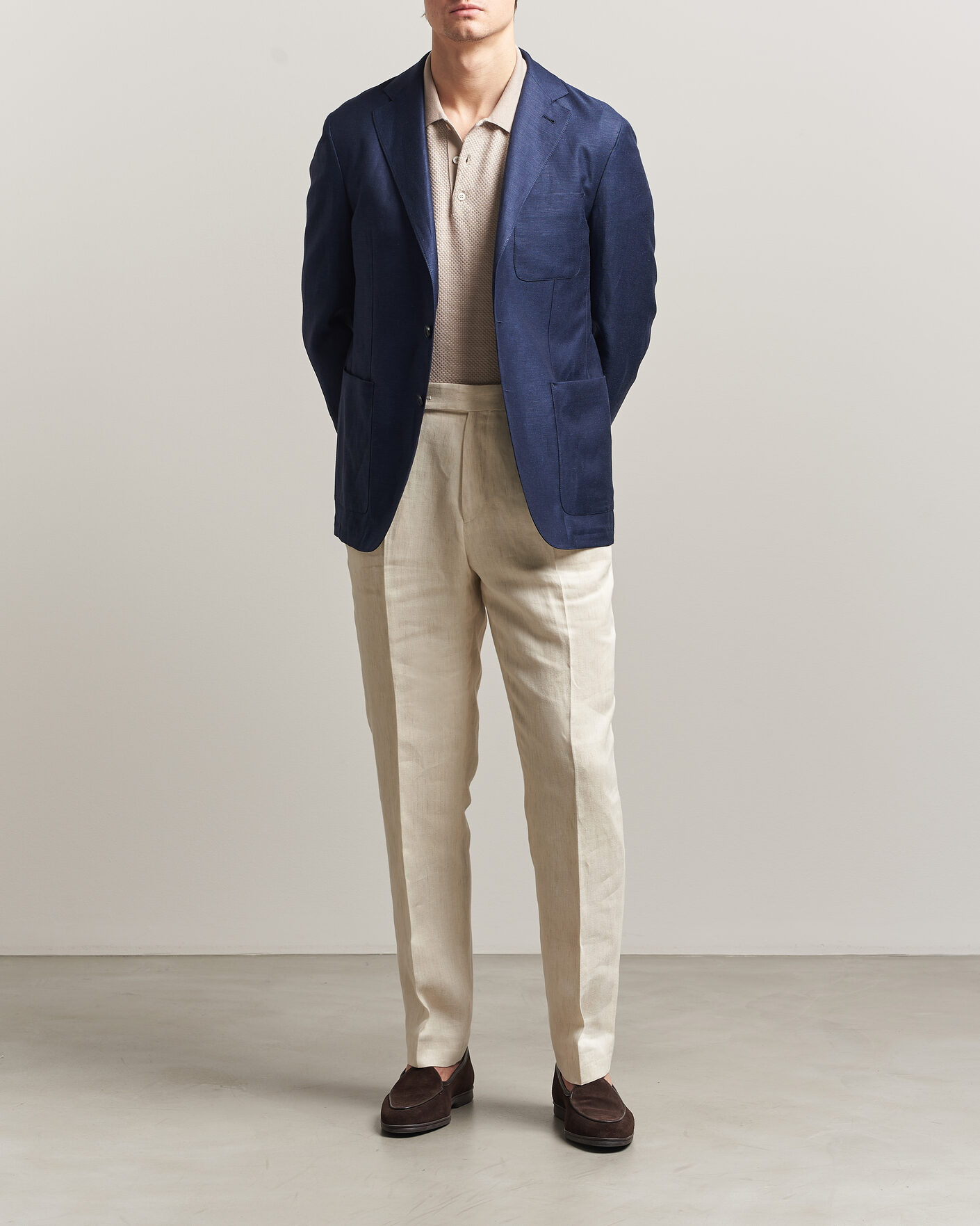 Hombres | Blazers | Canali | Unconstructed Wool/Linen Blazer Dark Blue