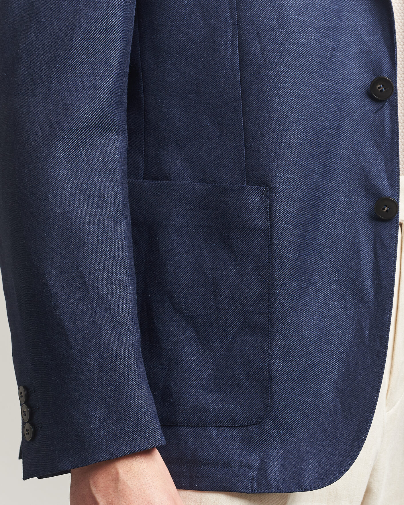 Hombres | Blazers | Canali | Unconstructed Wool/Linen Blazer Dark Blue