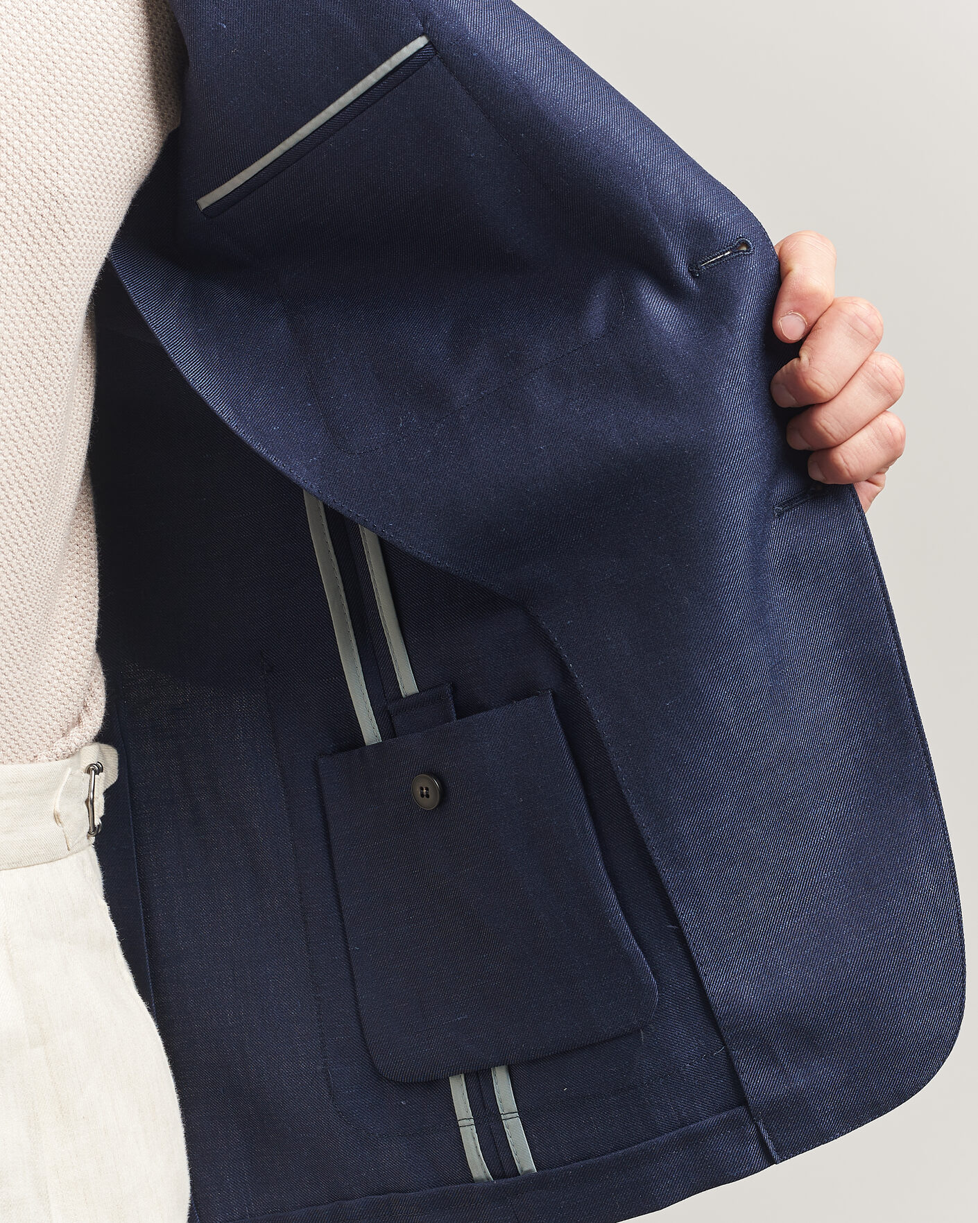 Hombres | Blazers | Canali | Unconstructed Wool/Linen Blazer Dark Blue