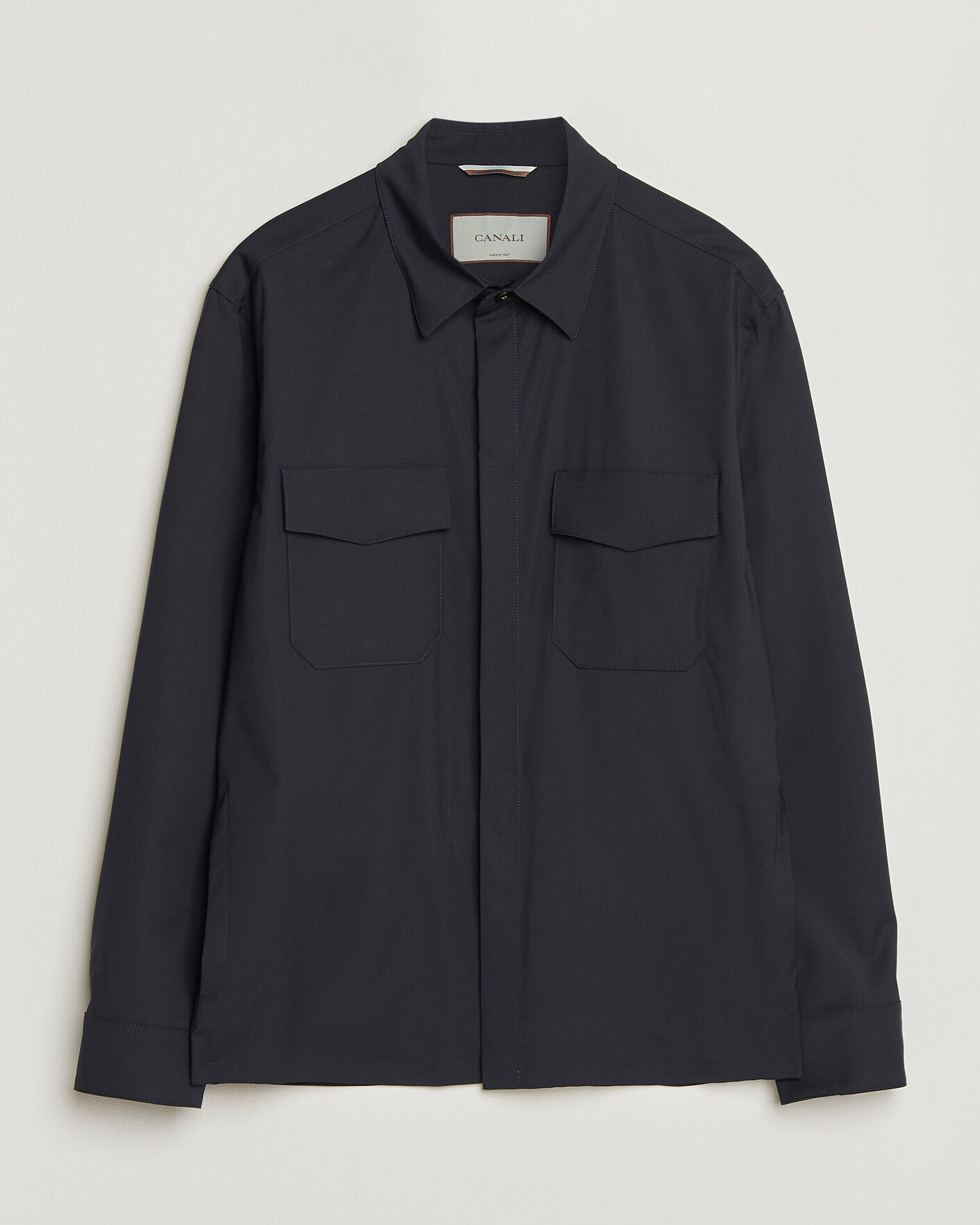 Hombres | Camisas | Canali | Travel Wool Overshirt Navy