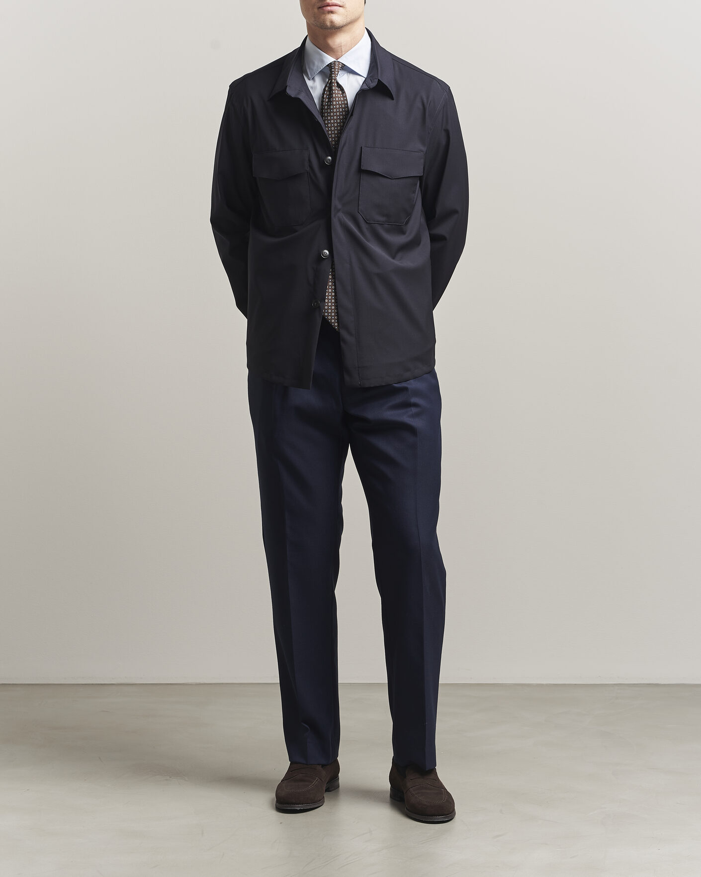Hombres | Camisas | Canali | Travel Wool Overshirt Navy