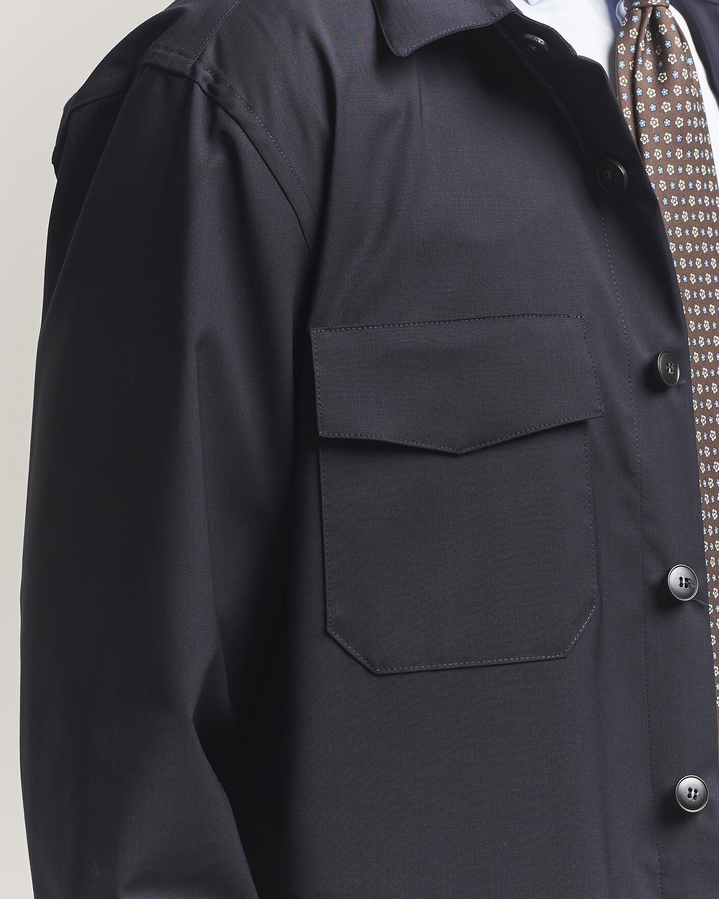 Hombres | Camisas | Canali | Travel Wool Overshirt Navy