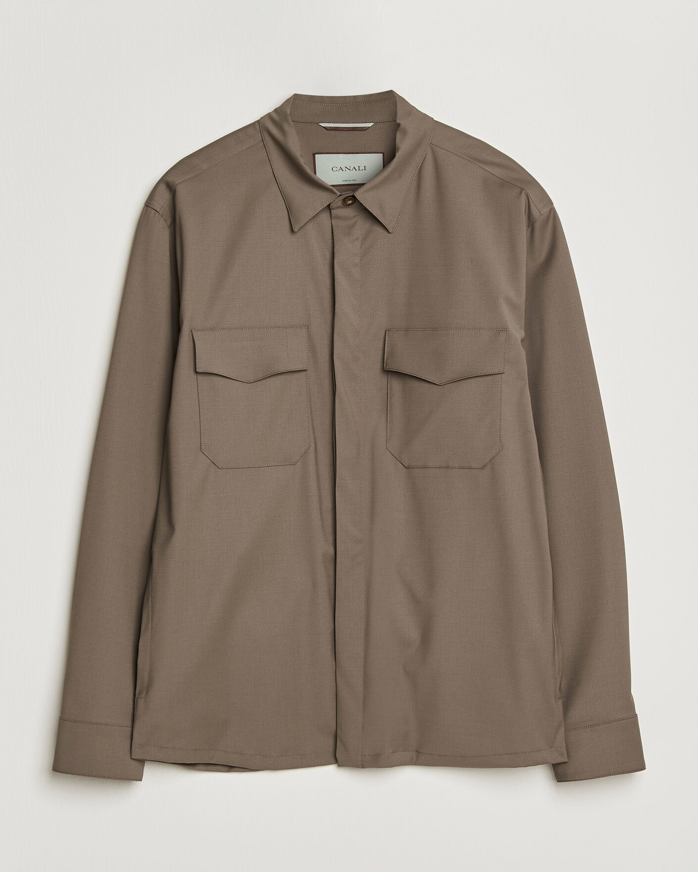Hombres | Camisas | Canali | Travel Wool Overshirt Brown