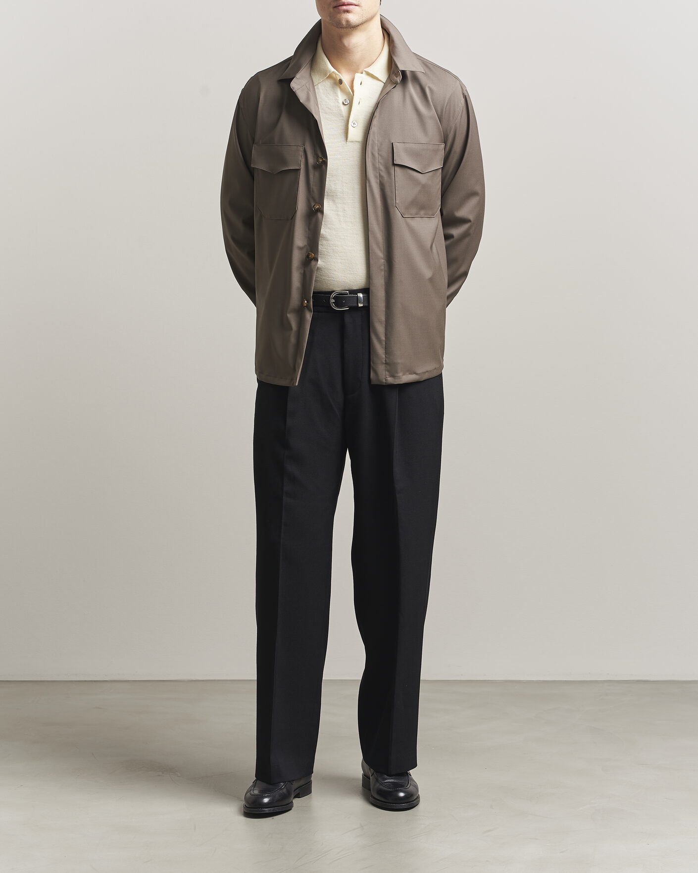 Hombres | Camisas | Canali | Travel Wool Overshirt Brown