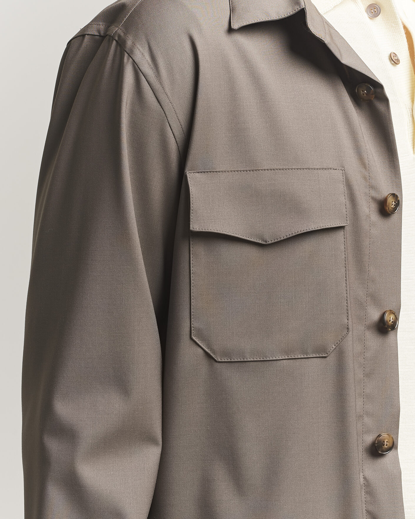 Hombres | Camisas | Canali | Travel Wool Overshirt Brown