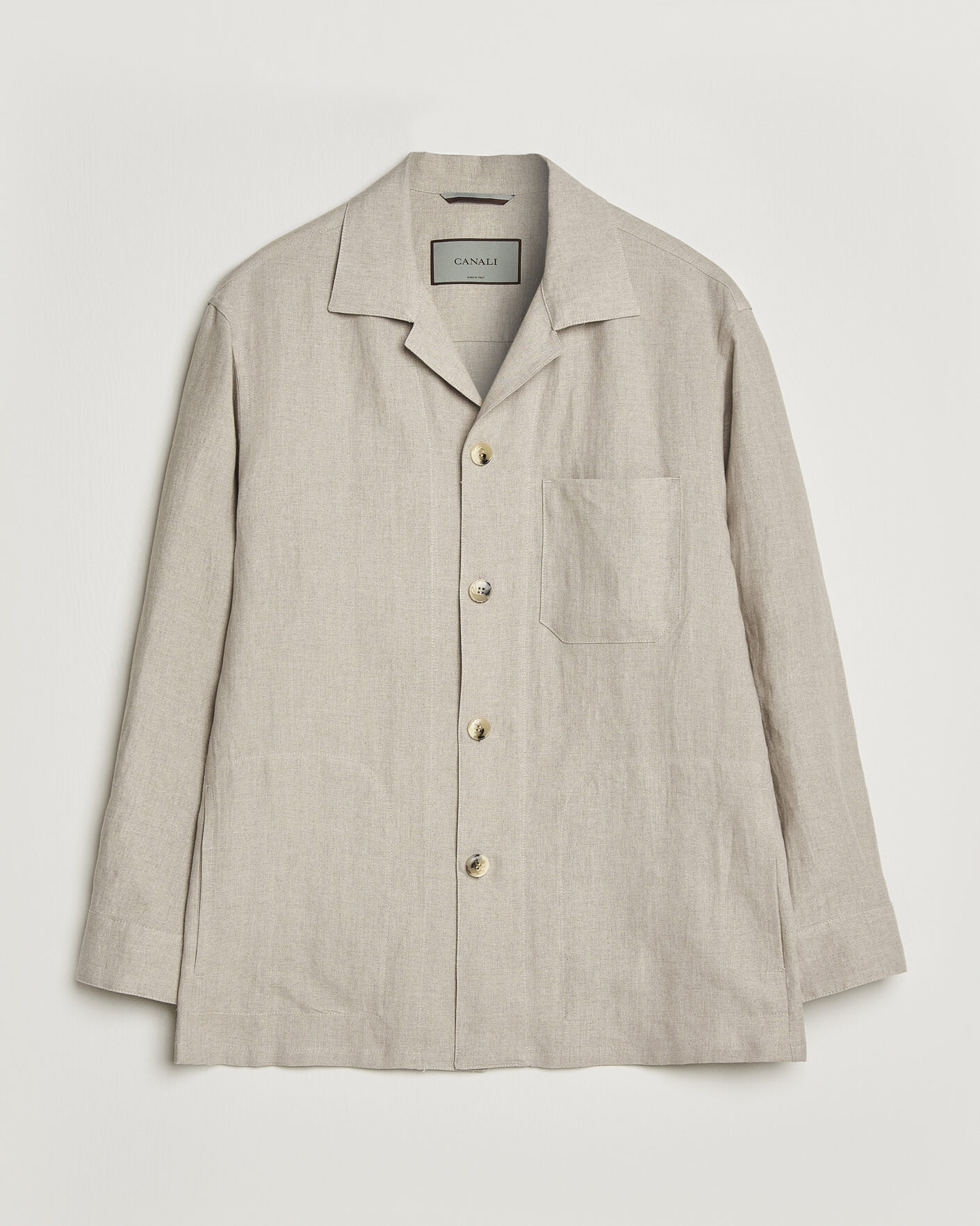 Hombres | Camisas | Canali | Linen Shirt Jacket Beige