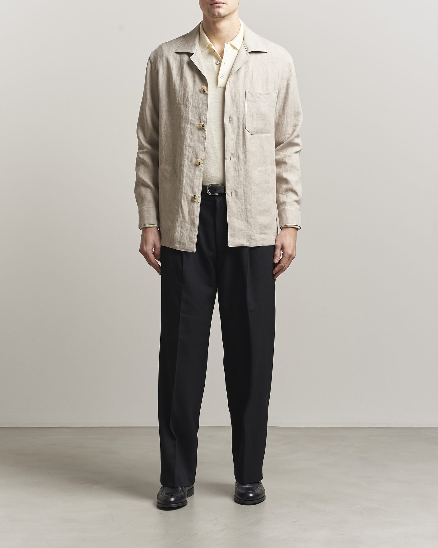 Hombres | Camisas | Canali | Linen Shirt Jacket Beige