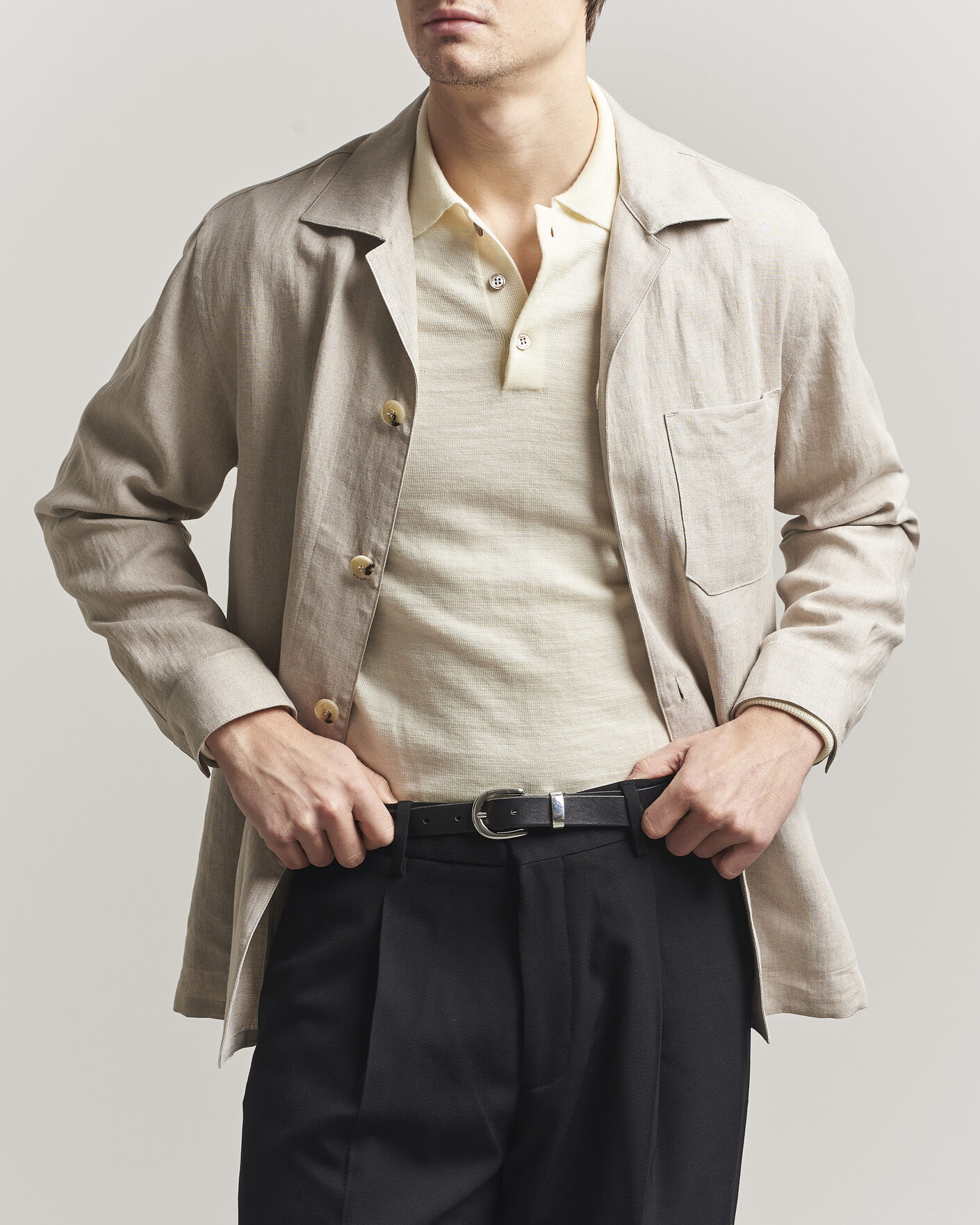 Hombres | Camisas | Canali | Linen Shirt Jacket Beige
