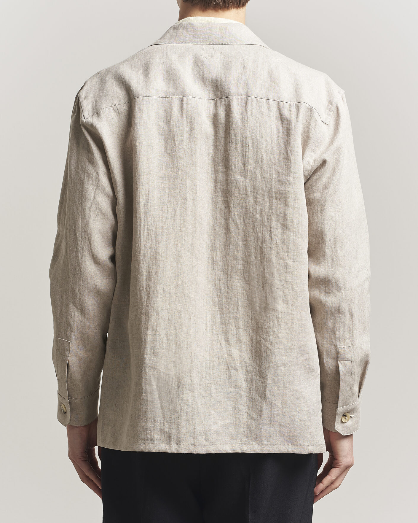 Hombres | Camisas | Canali | Linen Shirt Jacket Beige