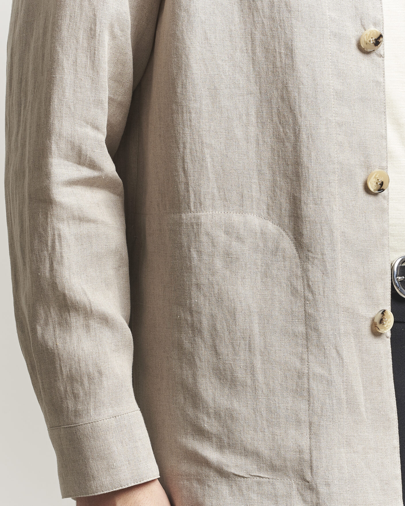 Hombres | Camisas | Canali | Linen Shirt Jacket Beige