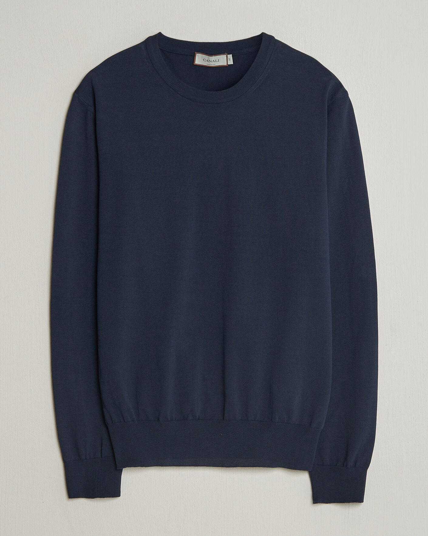 Hombres | Jerséis y prendas de punto | Canali | Cotton Crew Neck Pullover Navy
