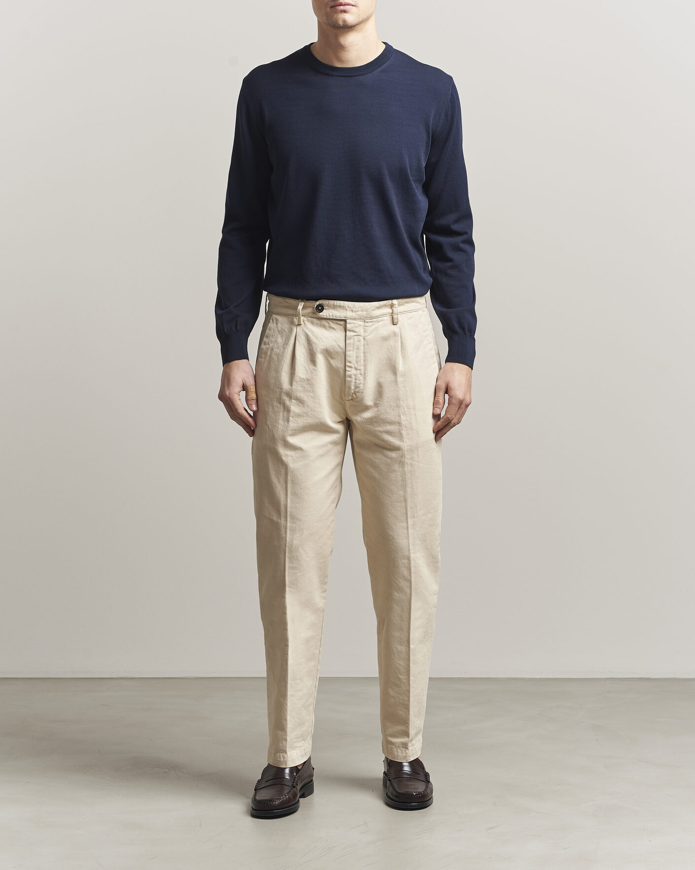 Hombres | Jerséis y prendas de punto | Canali | Cotton Crew Neck Pullover Navy