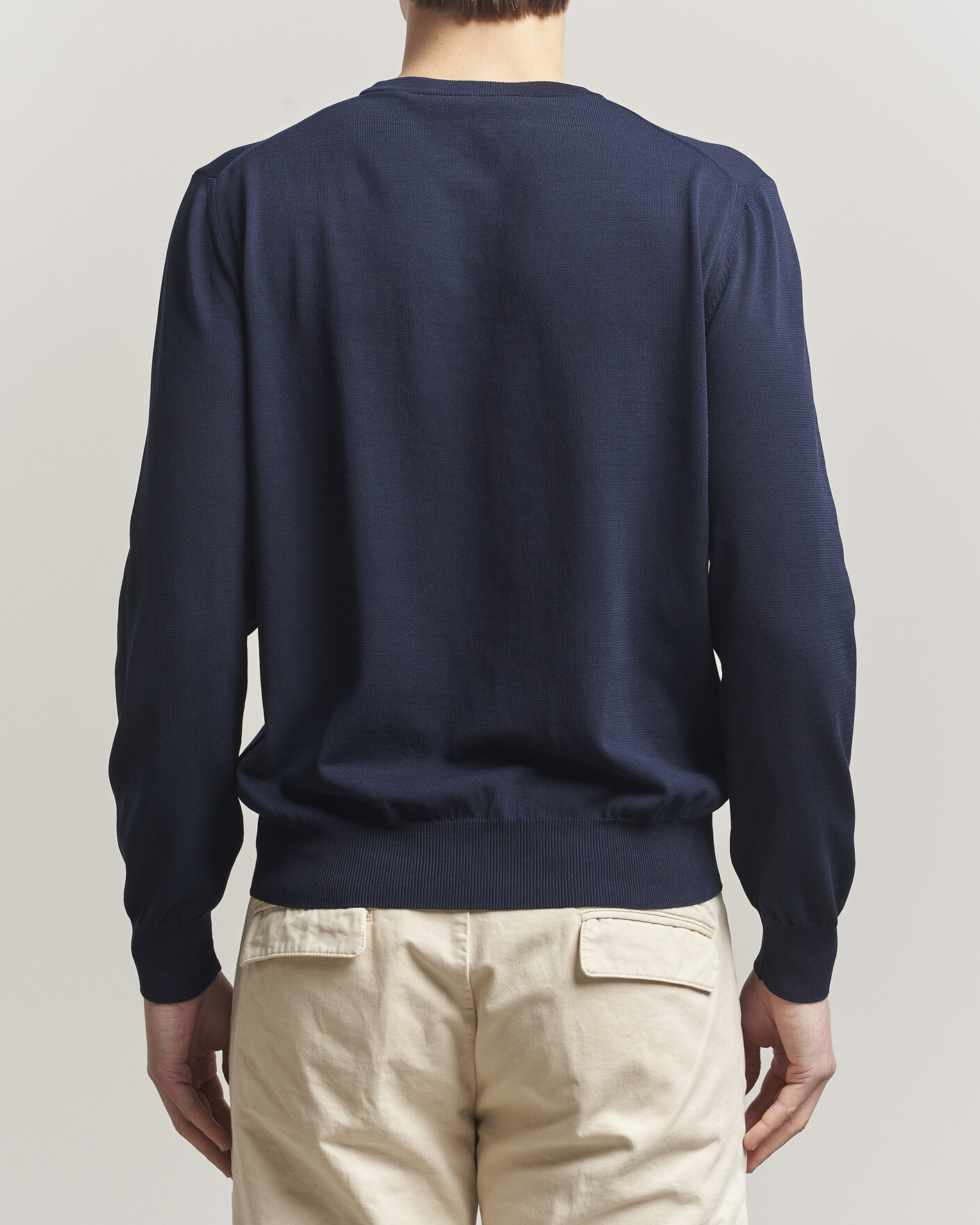 Hombres | Jerséis y prendas de punto | Canali | Cotton Crew Neck Pullover Navy