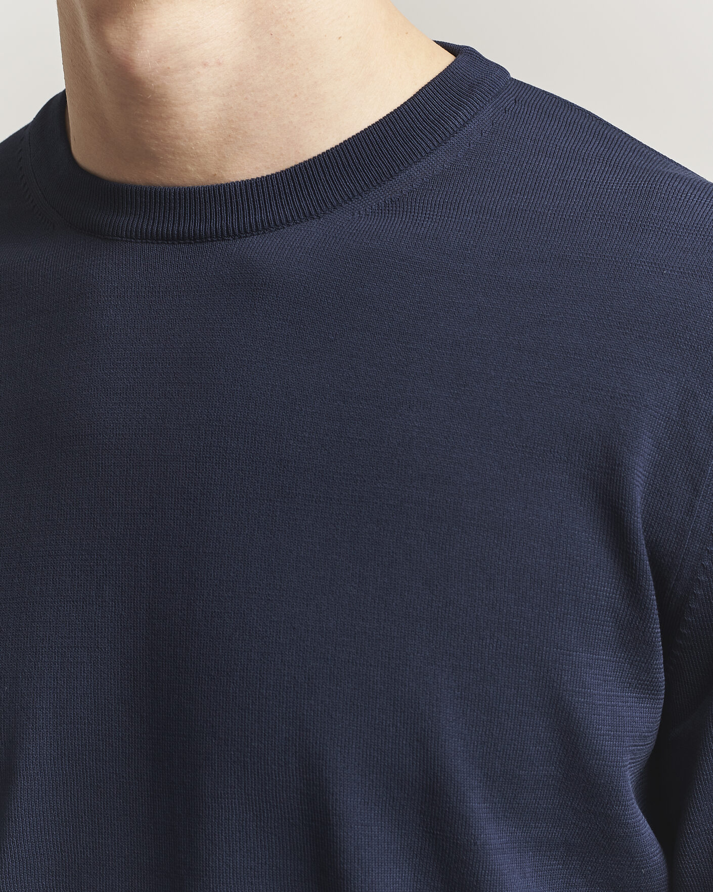 Hombres | Jerséis y prendas de punto | Canali | Cotton Crew Neck Pullover Navy