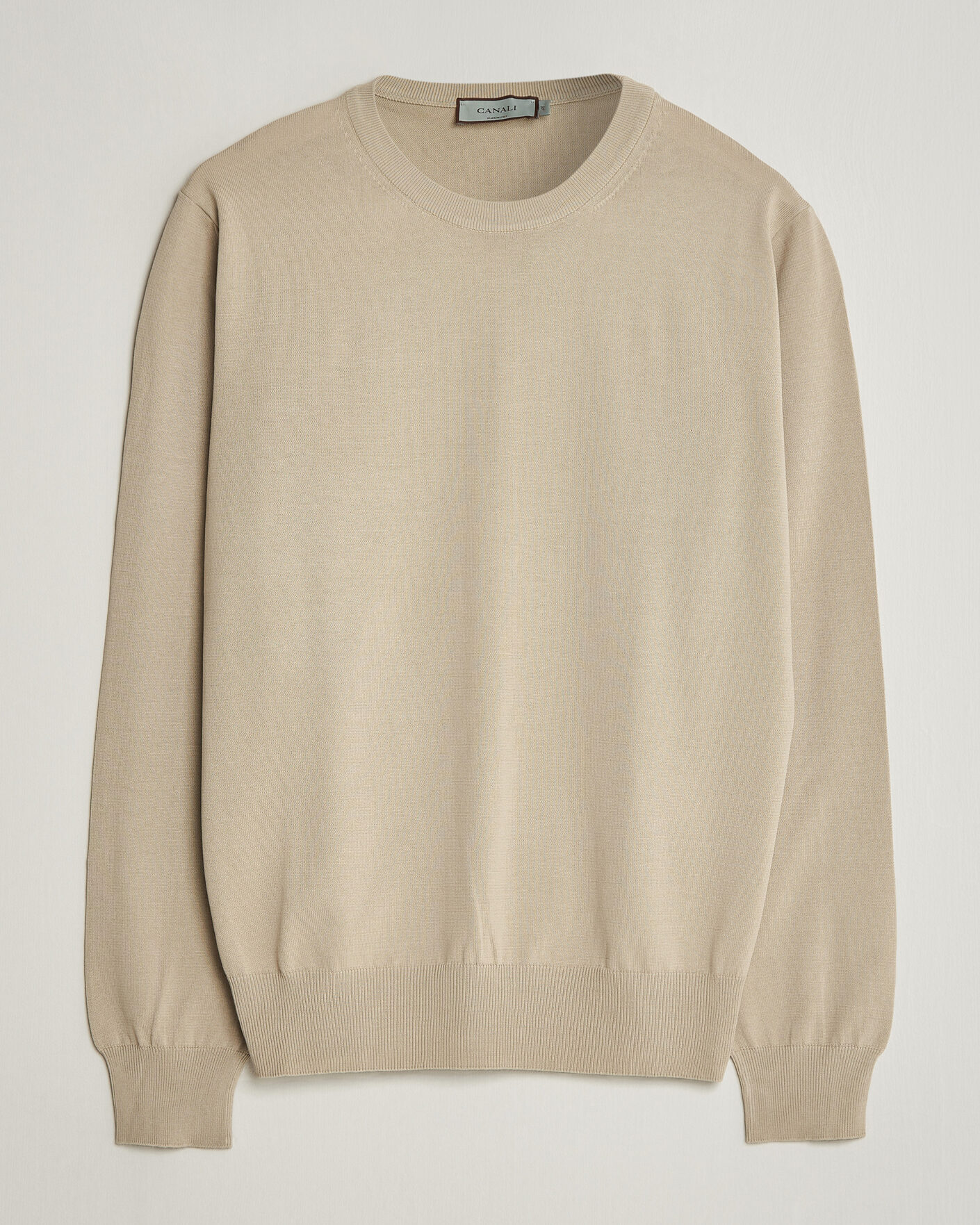 Hombres | Jerséis y prendas de punto | Canali | Cotton Crew Neck Pullover Beige