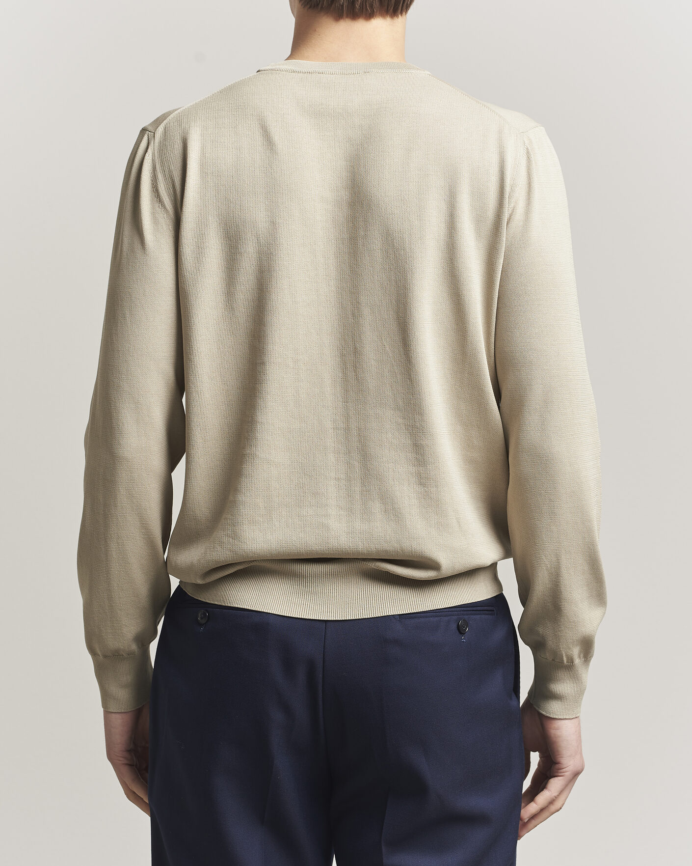 Hombres | Jerséis y prendas de punto | Canali | Cotton Crew Neck Pullover Beige