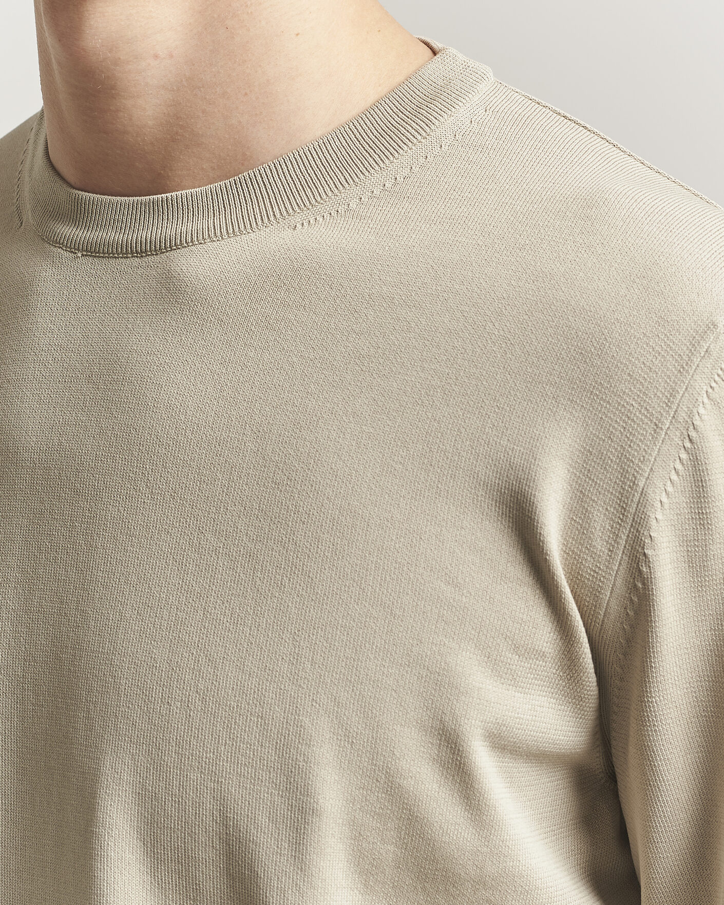 Hombres | Jerséis y prendas de punto | Canali | Cotton Crew Neck Pullover Beige