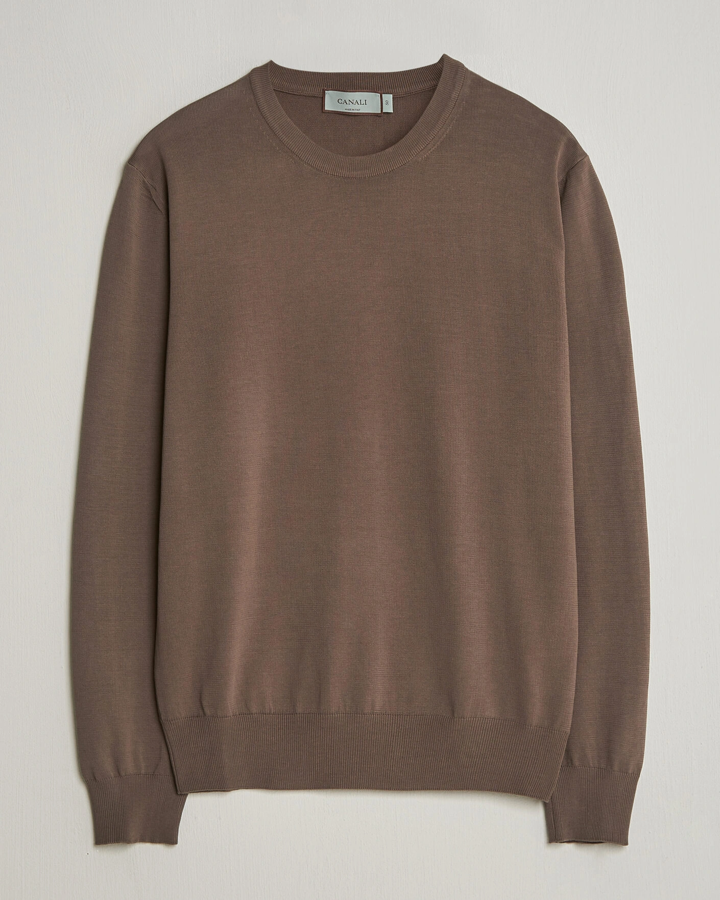 Hombres | Jerséis y prendas de punto | Canali | Cotton Crew Neck Pullover Brown