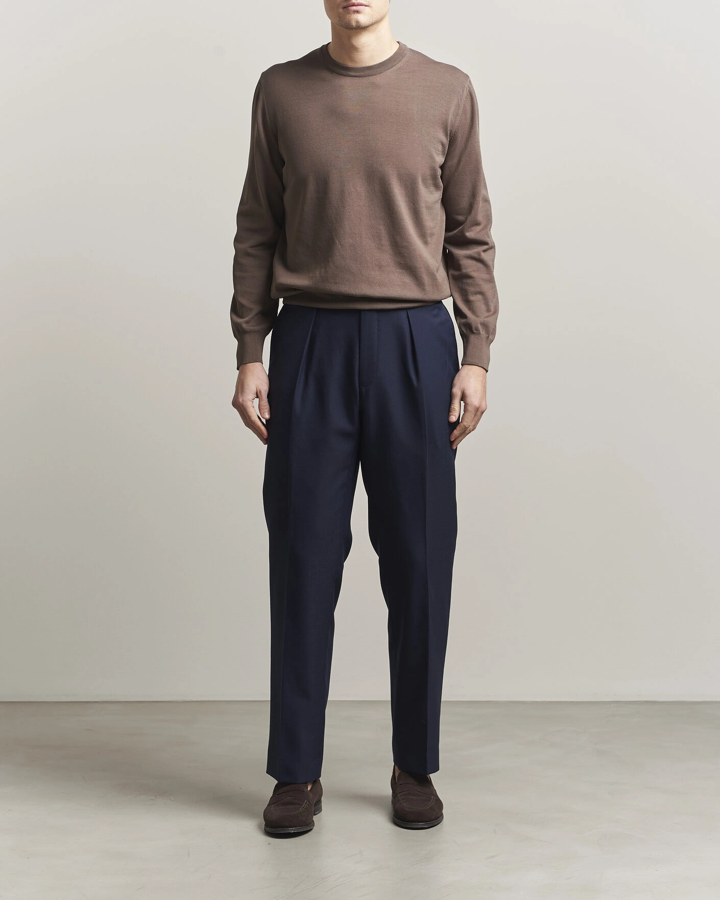 Hombres | Jerséis y prendas de punto | Canali | Cotton Crew Neck Pullover Brown