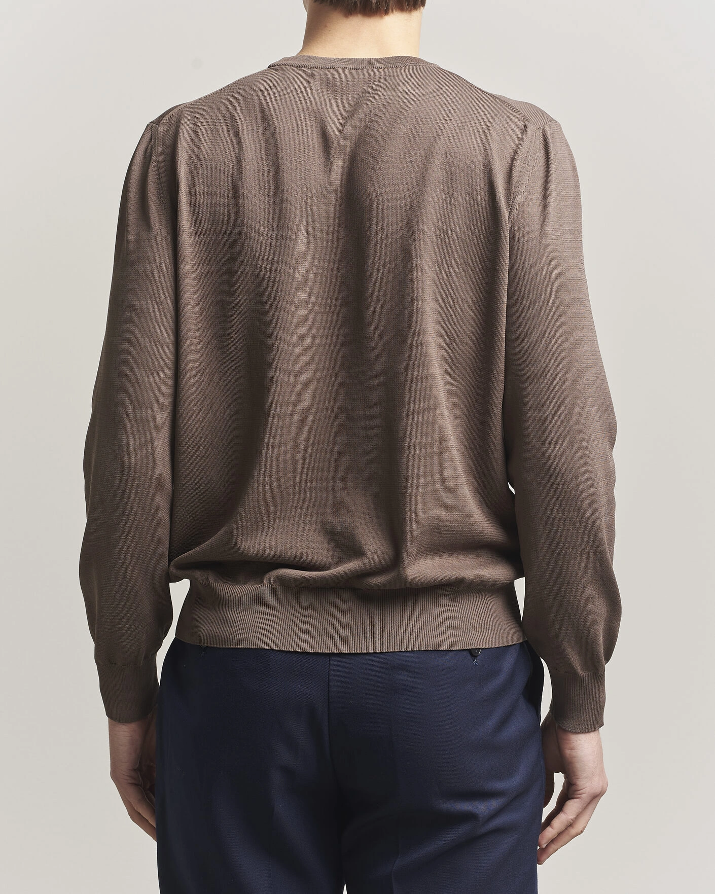 Hombres | Jerséis y prendas de punto | Canali | Cotton Crew Neck Pullover Brown