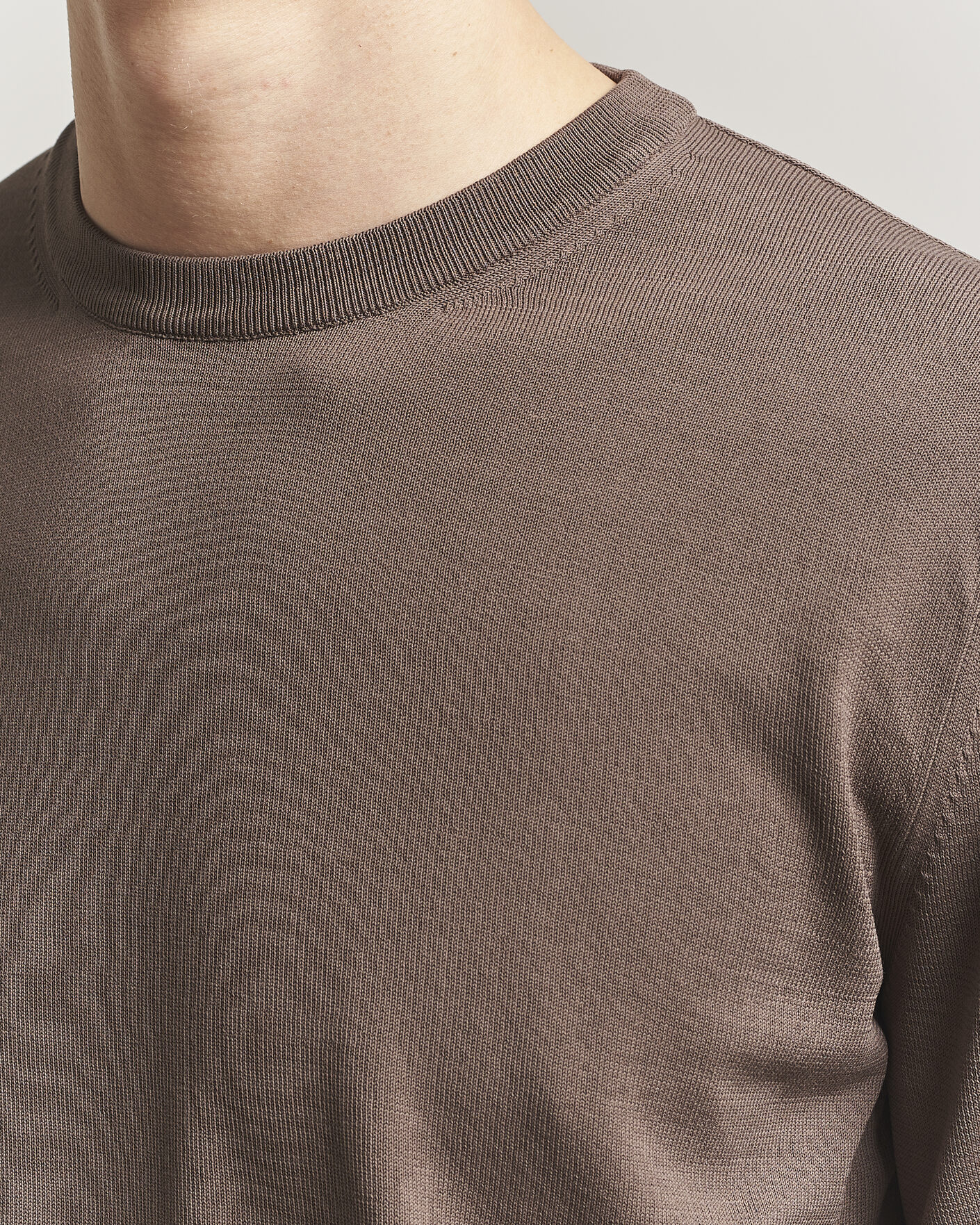 Hombres | Jerséis y prendas de punto | Canali | Cotton Crew Neck Pullover Brown