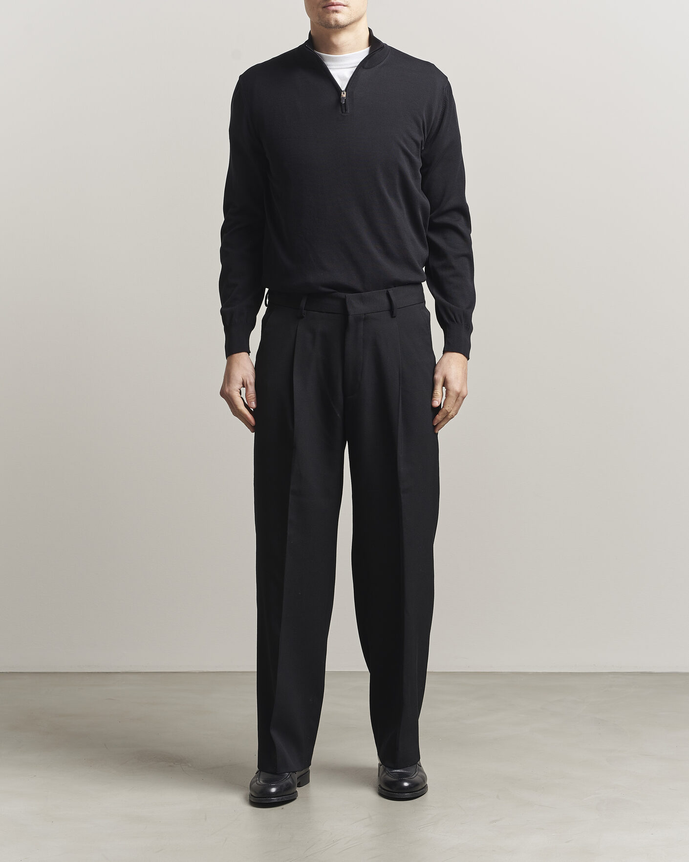 Hombres | Jerséis y prendas de punto | Canali | Cotton Half Zip Black
