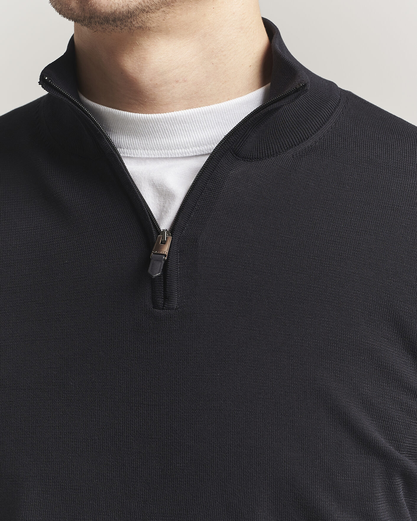 Hombres | Jerséis y prendas de punto | Canali | Cotton Half Zip Black