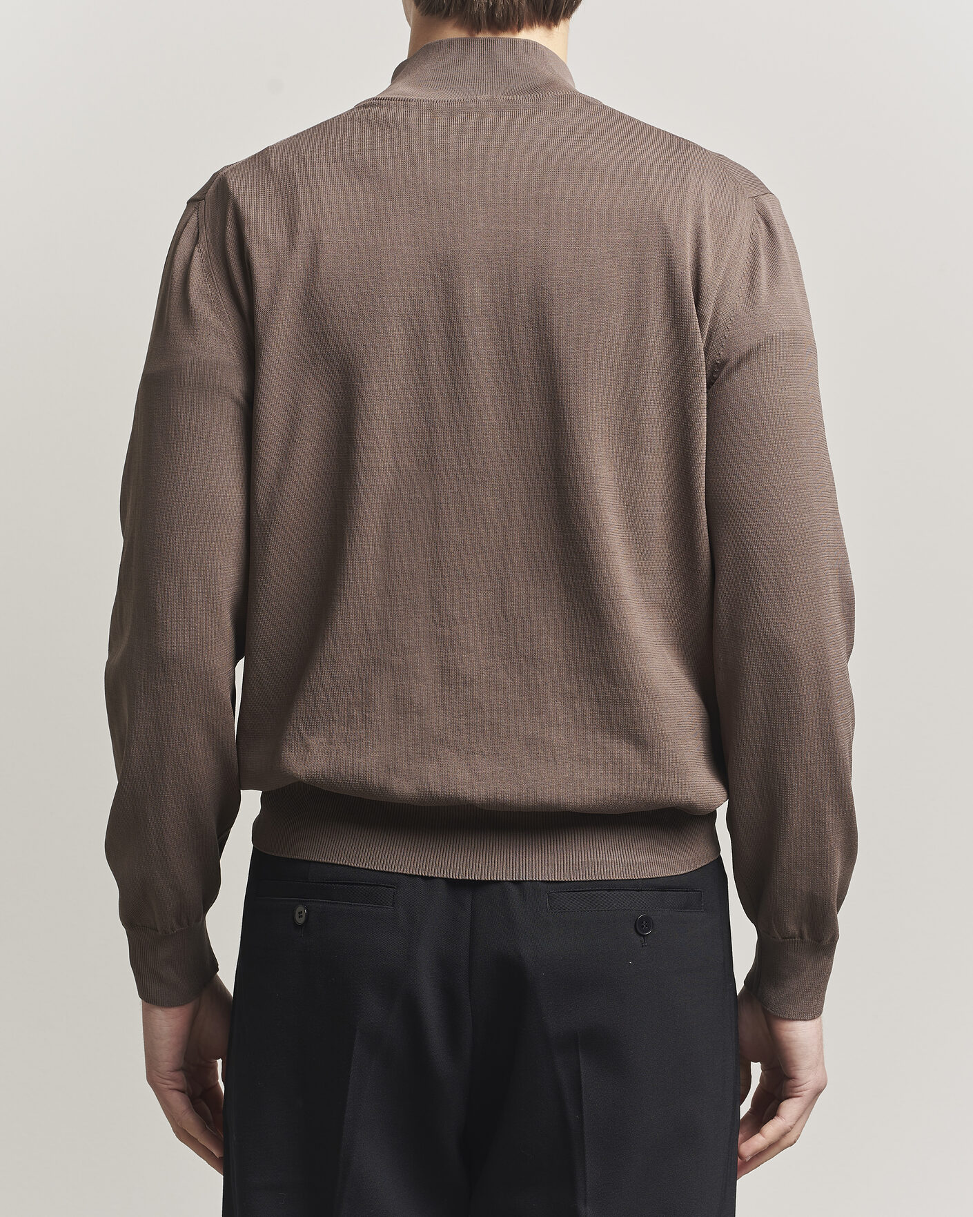 Hombres | Jerséis y prendas de punto | Canali | Cotton Half Zip Brown
