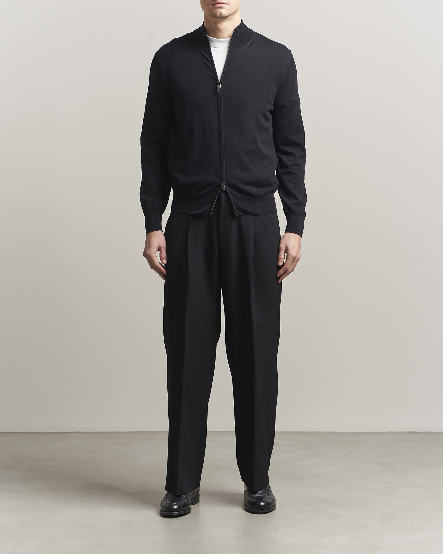Hombres | Jerséis y prendas de punto | Canali | Cotton Full Zip Black