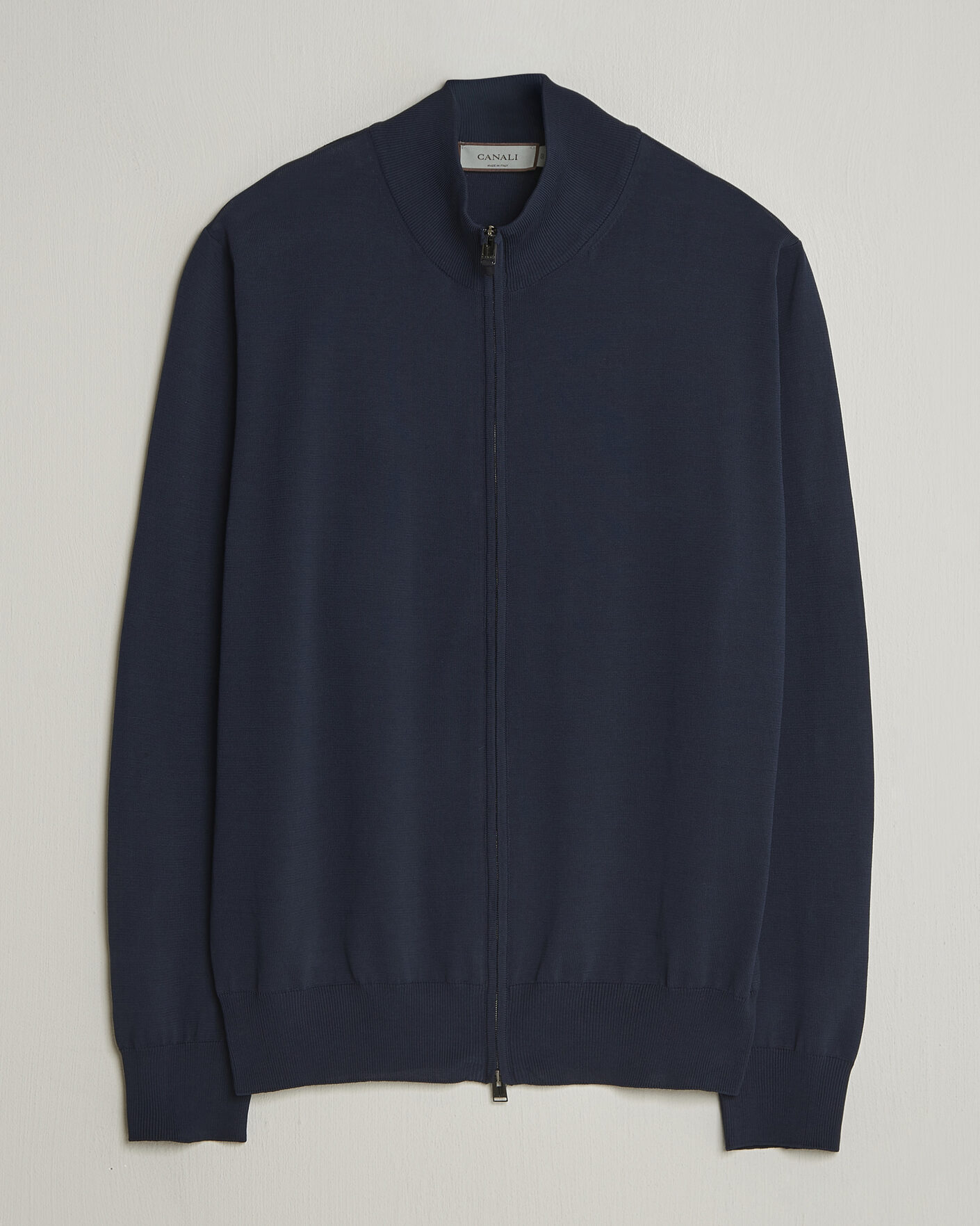 Hombres | Jerséis y prendas de punto | Canali | Cotton Full Zip Navy