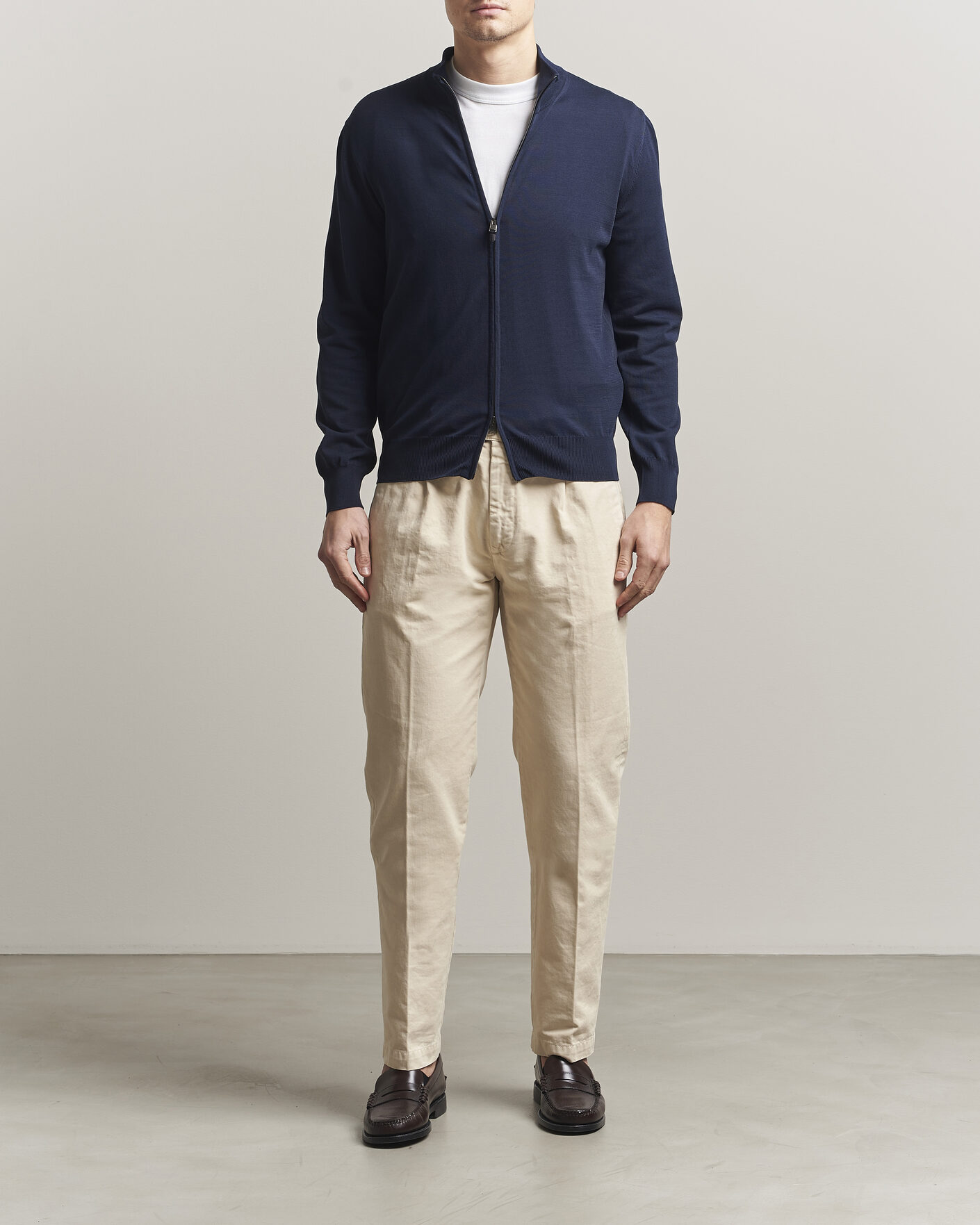 Hombres | Jerséis y prendas de punto | Canali | Cotton Full Zip Navy