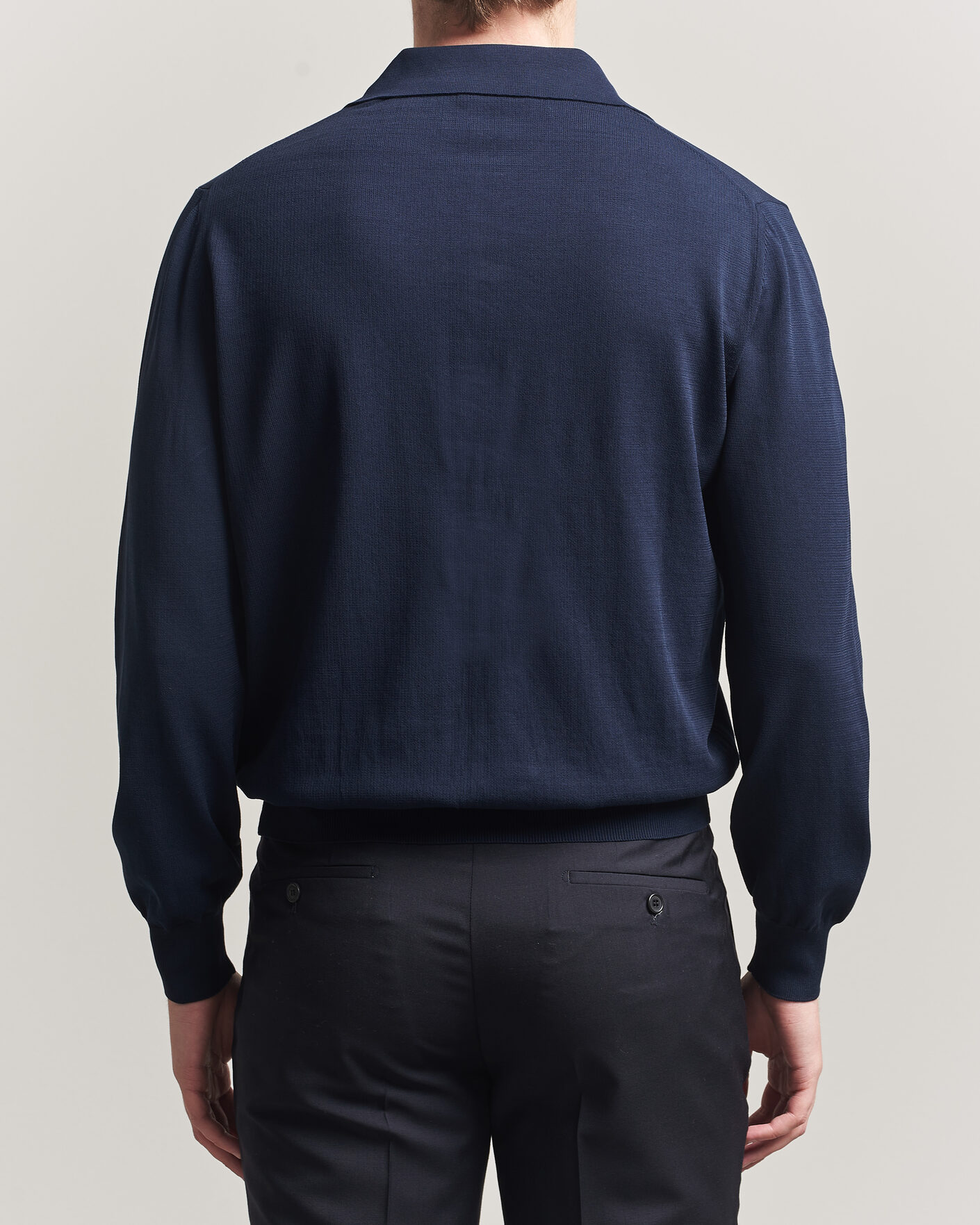 Hombres | Jerséis y prendas de punto | Canali | Cotton Long Sleeve Polo Navy