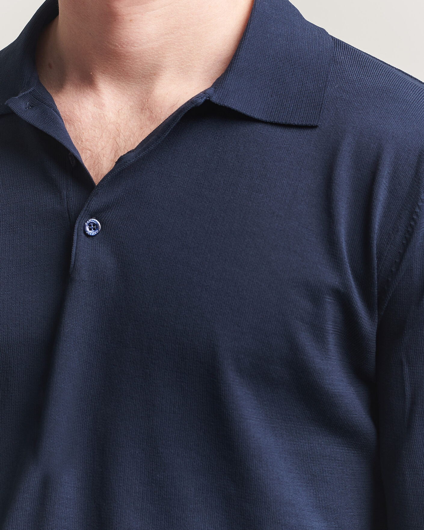 Hombres | Jerséis y prendas de punto | Canali | Cotton Long Sleeve Polo Navy